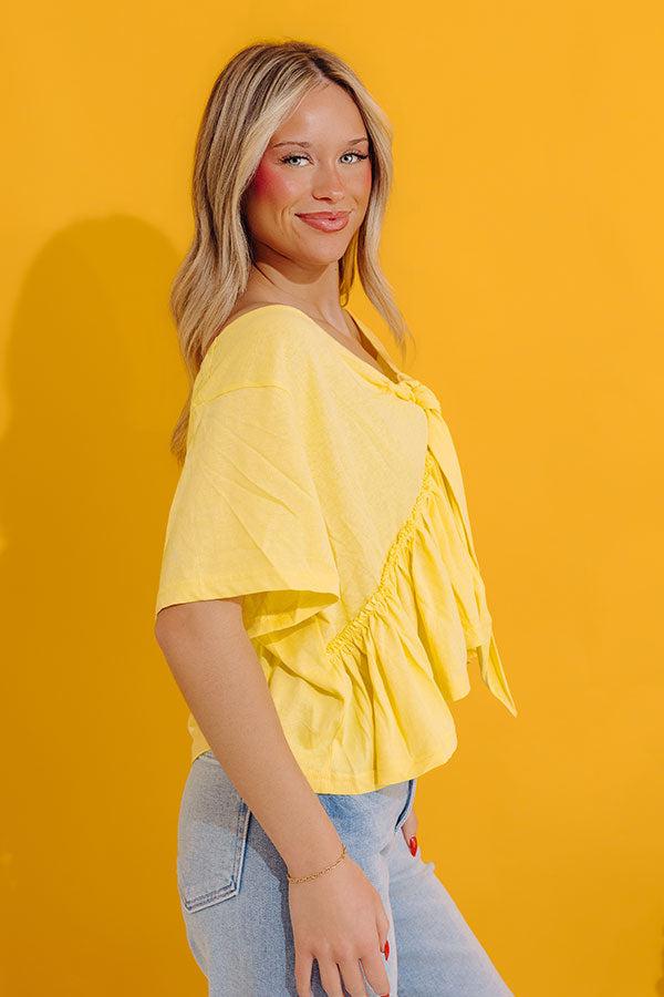 Sweet On Me Front Tie Top In Yellow Product Image