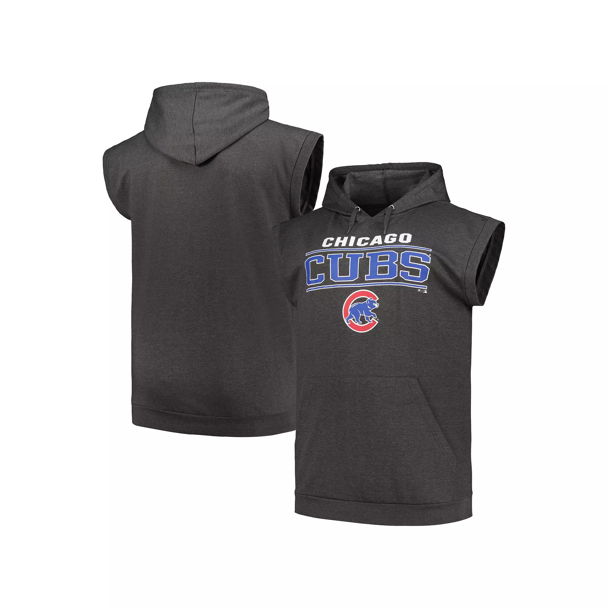 Men's Profile Heather Charcoal Chicago Cubs Big & Tall Muscle Sleeveless Pullover Hoodie,  Product Image