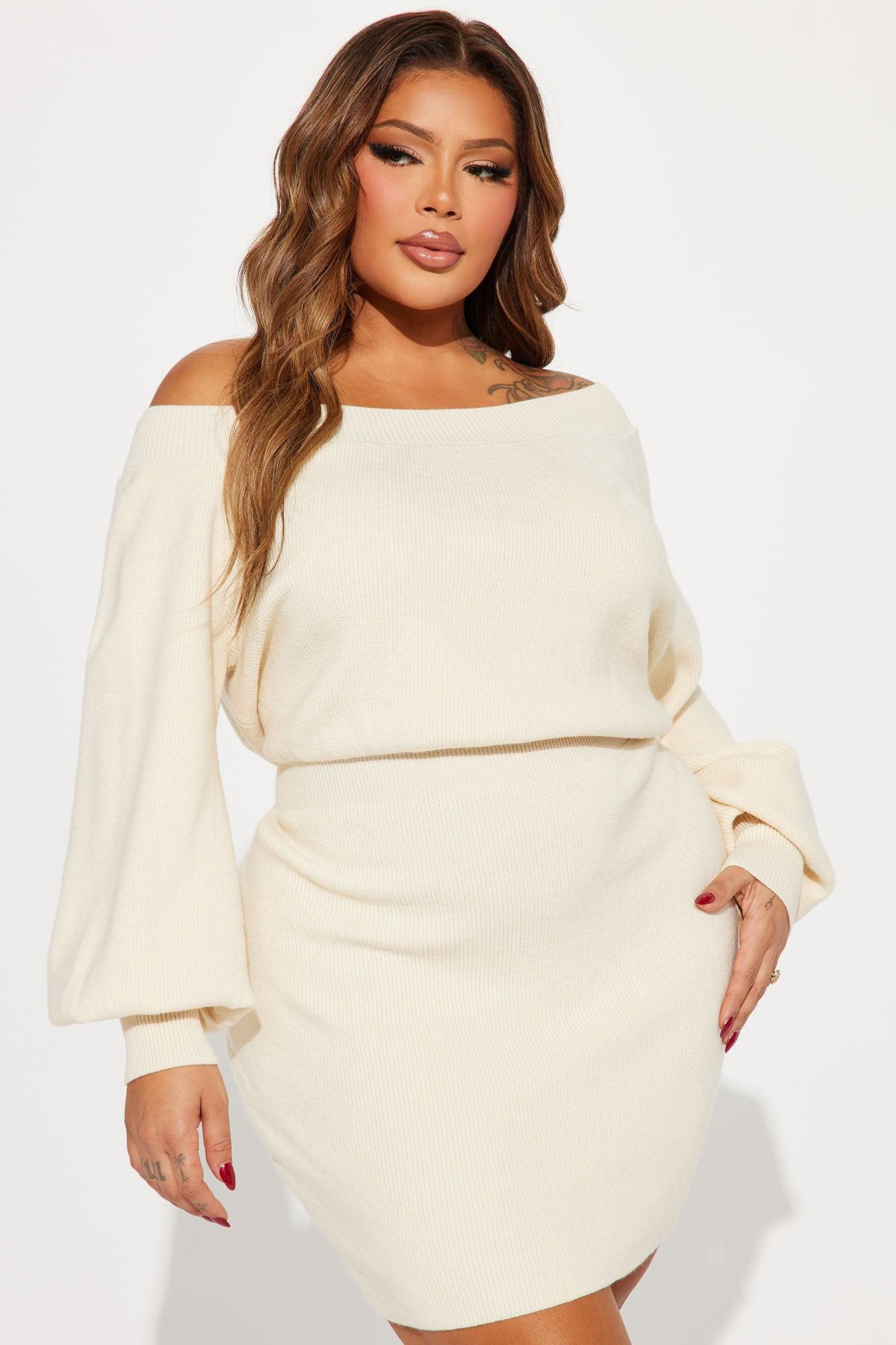 Elated Off The Shoulder Mini Dress - Cream Product Image