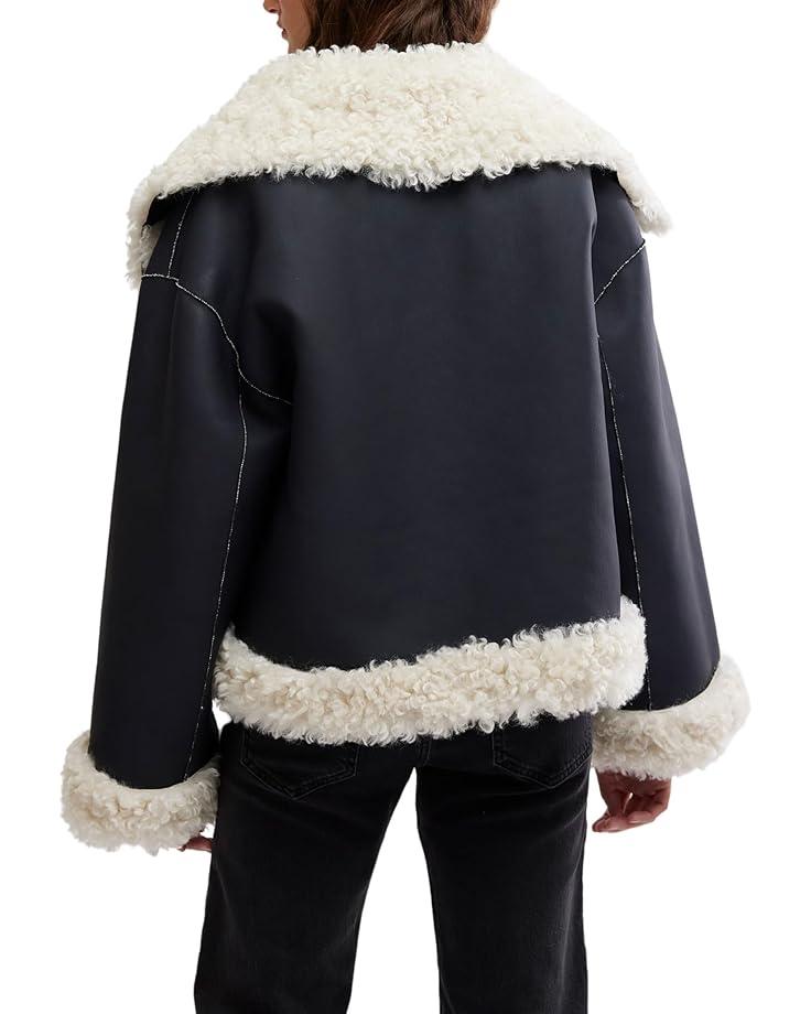 Leather and Sherpa Bonded Moto Jacket Product Image