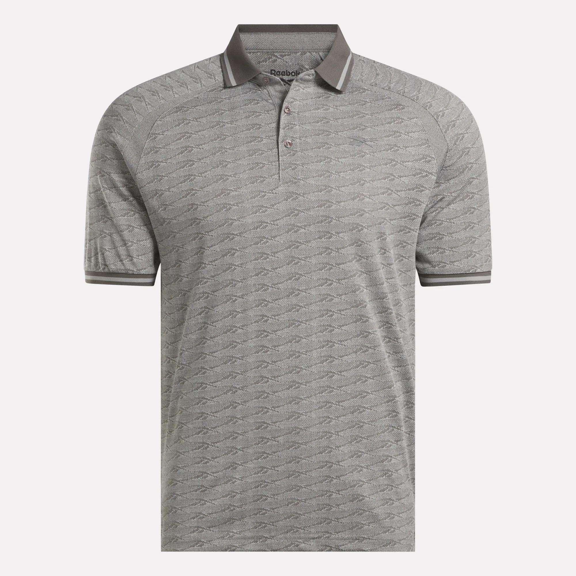 Men's Short Sleeve Tonal Vector Jacquard Polo Shirt with Tipped Rib Trim Male Product Image