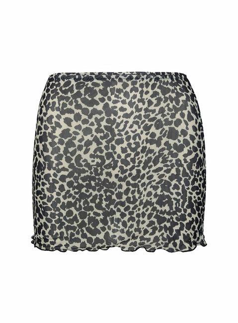 Cane Mesh Mini Skirt Leopard Product Image