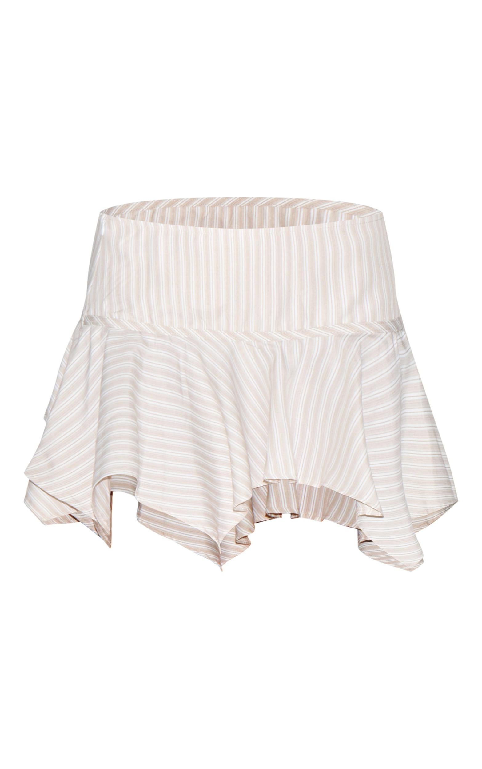 Stone Pinstripe Drop Waist Hanky Hem Mini Skirt Product Image
