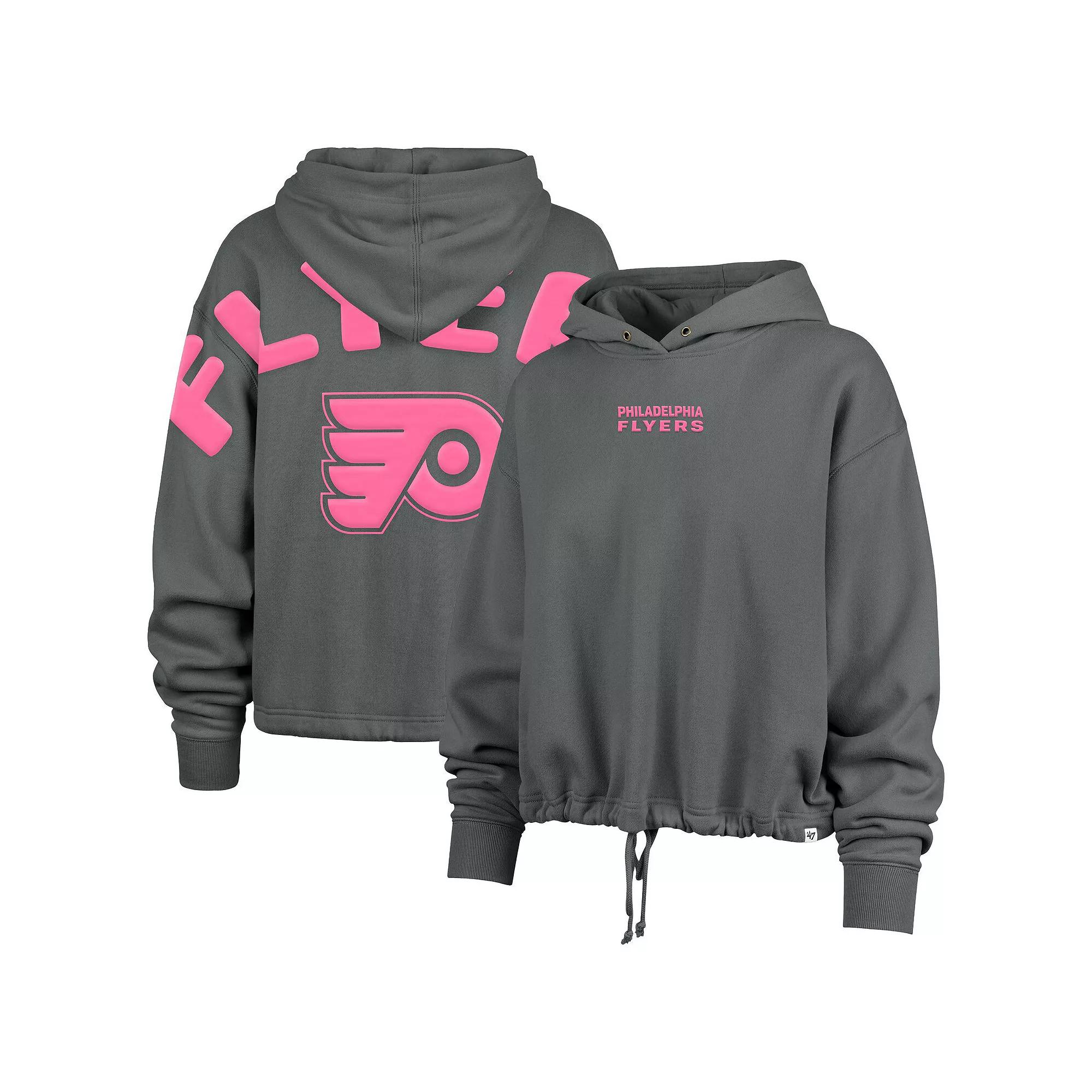 Women's '47 Gray Philadelphia Flyers Bright Side Venice Cropped Pullover Hoodie, Size: Large, Fly Grey Product Image
