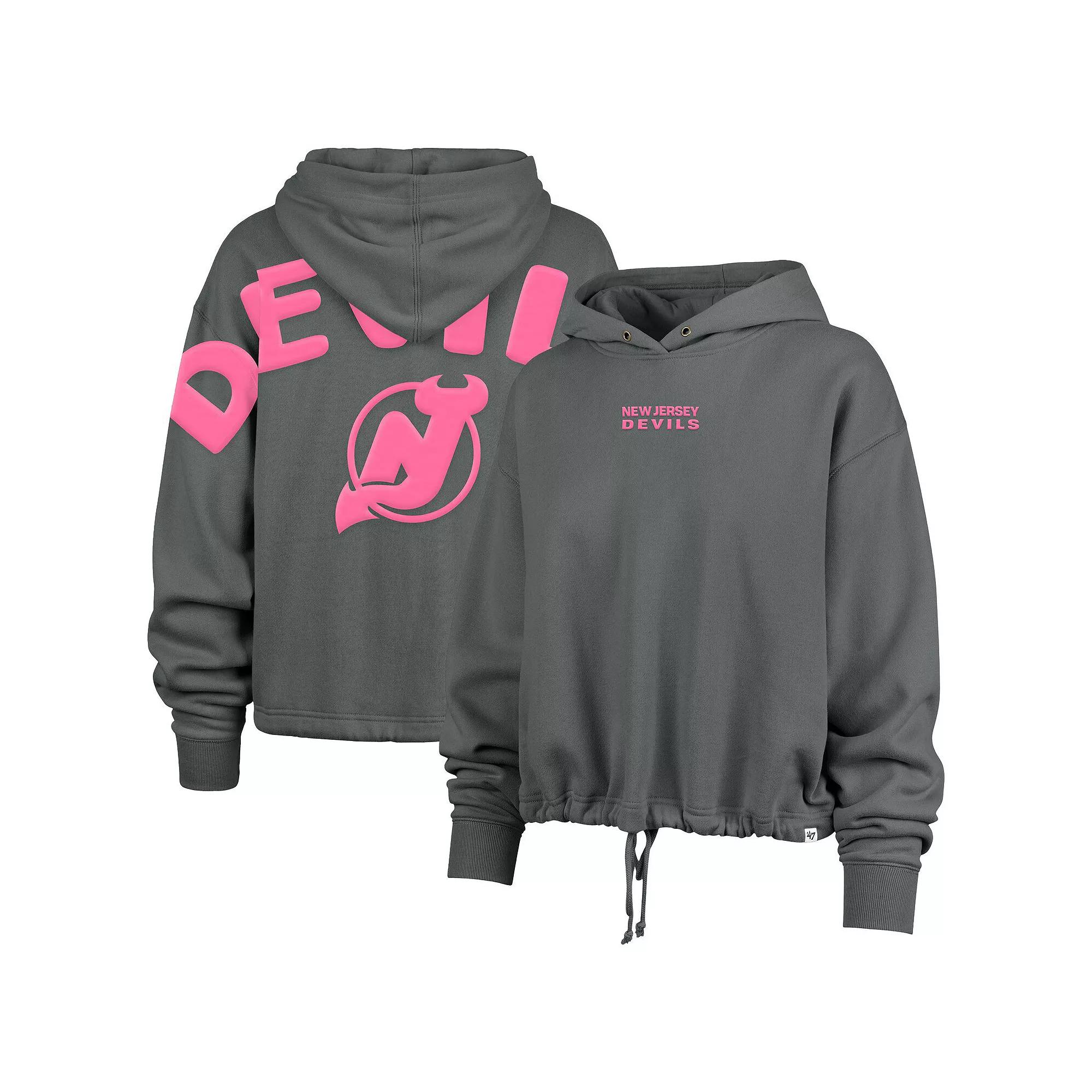 Women's '47 Gray New Jersey Devils Bright Side Venice Cropped Pullover Hoodie,  Product Image