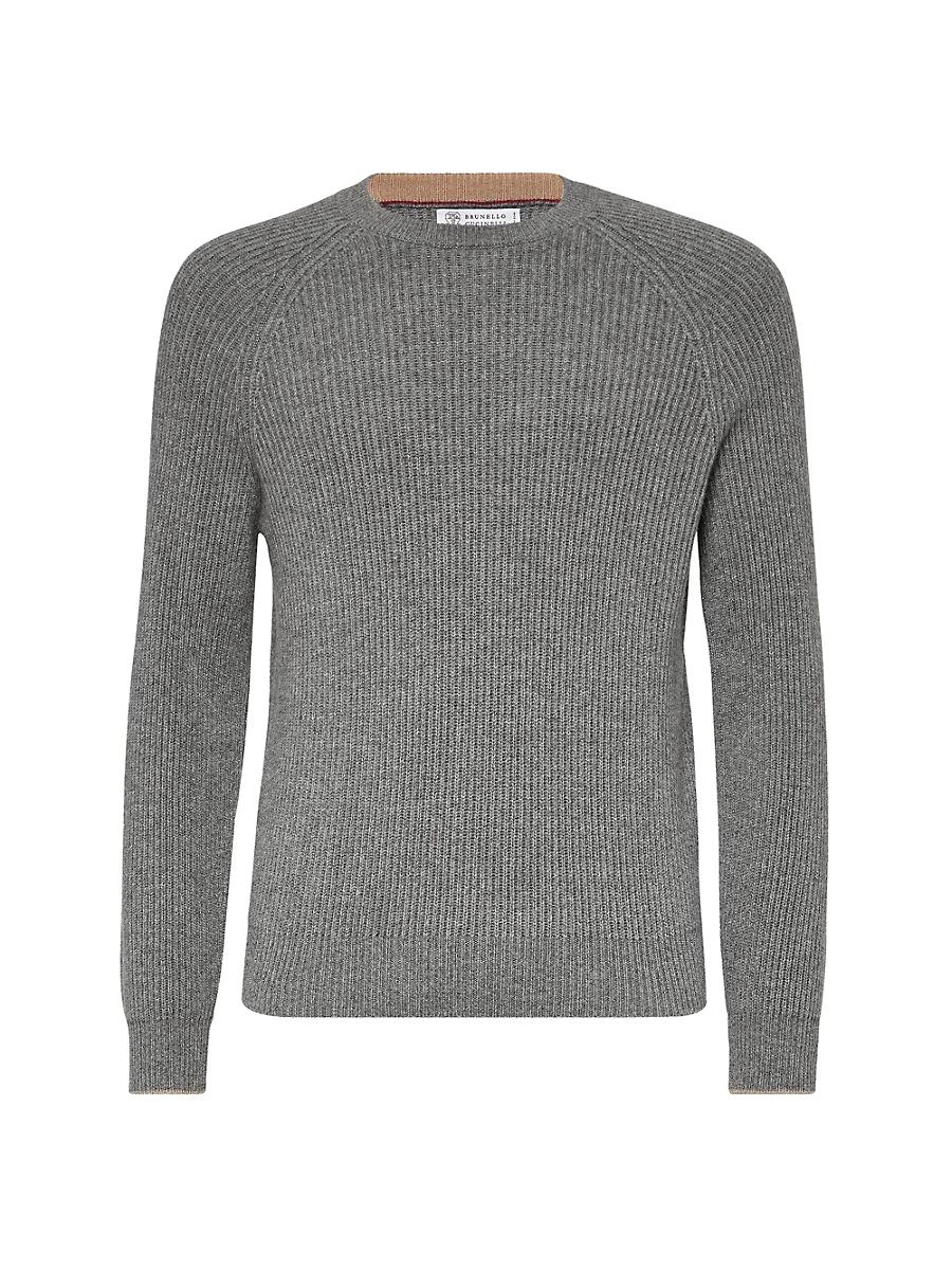 Mens Cashmere English Rib Sweater with Raglan Sleeves Product Image