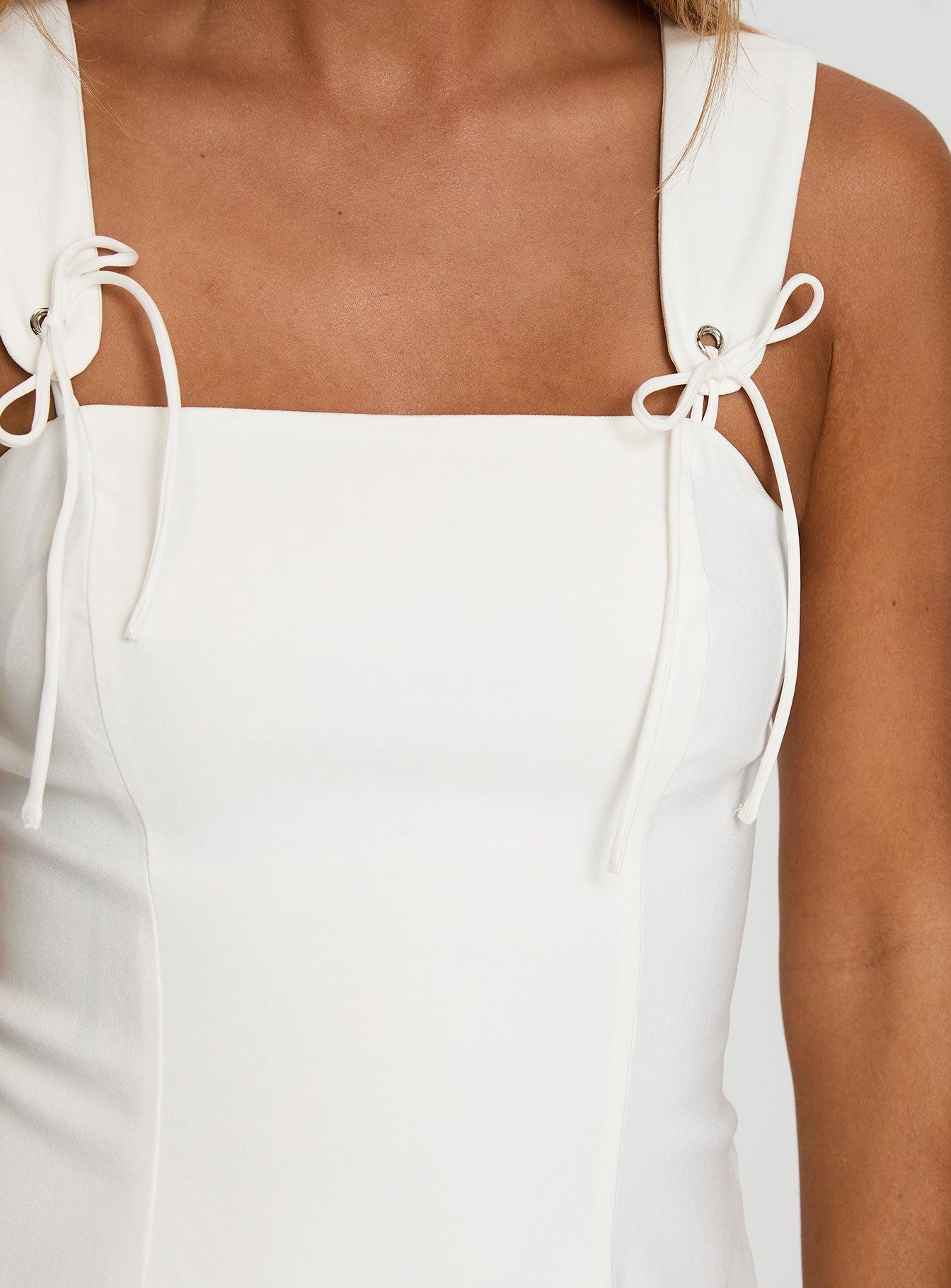 Honey Suckle Tie Up Mini Dress White Product Image