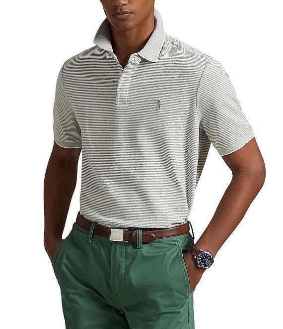 Polo Ralph Lauren Classic Fit Striped Tipped Stretch Mesh Short Sleeve Polo Shirt Product Image