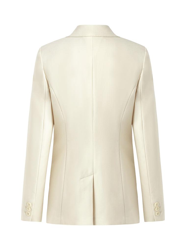 Worsted Wool One Button Women Blazer Product Image