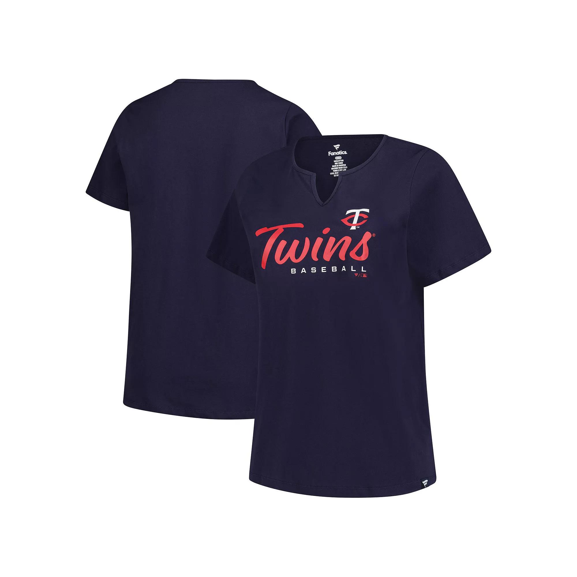 Women's Profile  Navy Minnesota Twins Wordmark Notch Neck T-Shirt, Size: 4XL, Blue Product Image