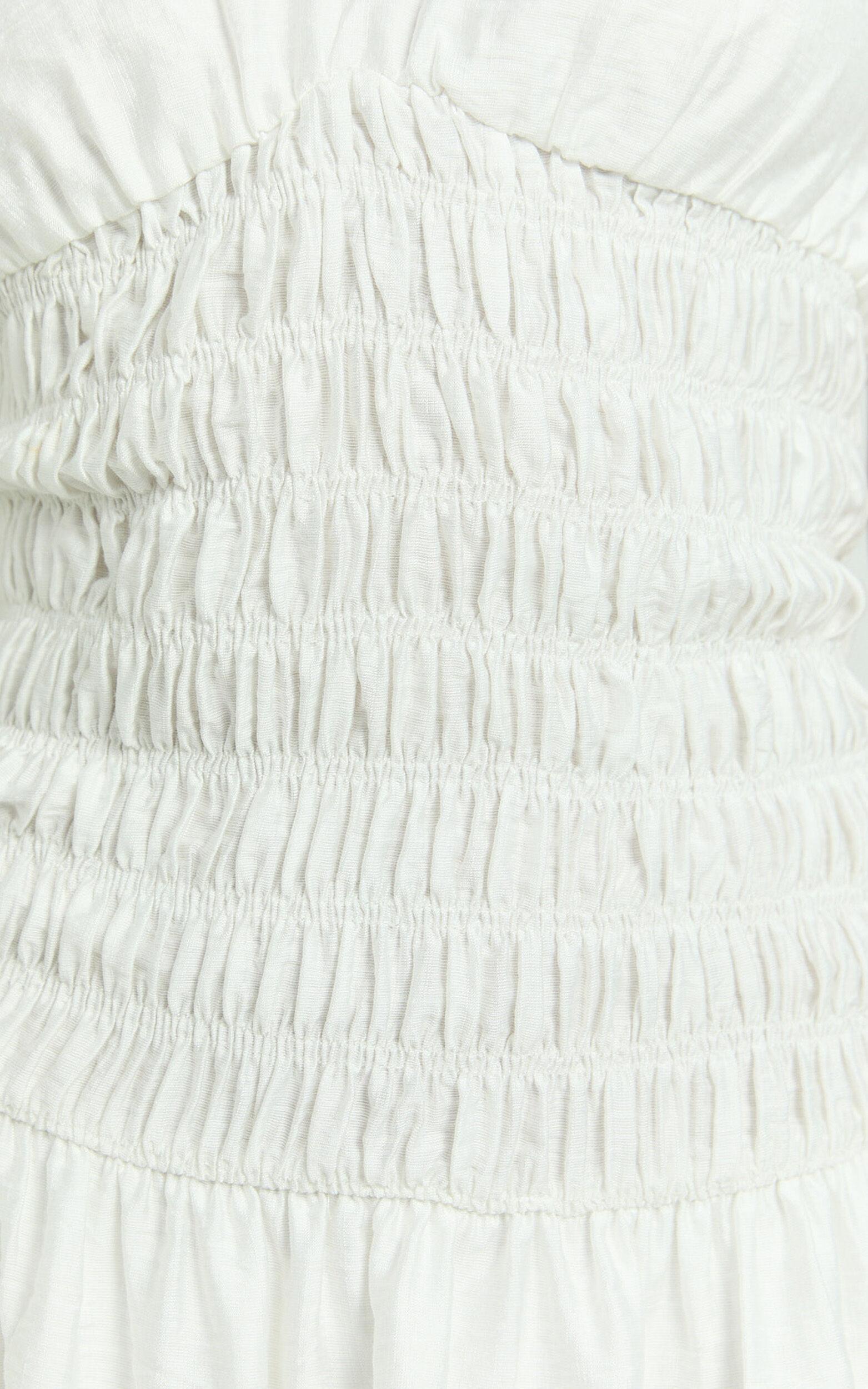 Judith Mini Dress - Shirred Halter Dress in White Product Image