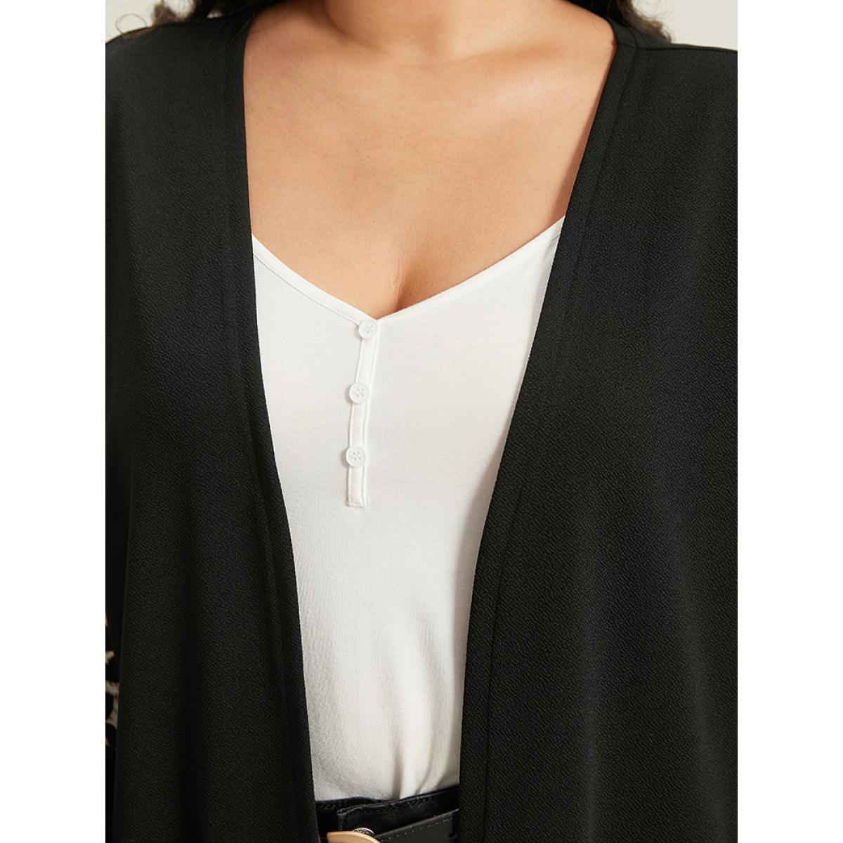 Plus Size Halloween Leopard Patchwork Rib Knit Patched Pocket Kimono Women Multicolor Casual Elastic cuffs Pocket Dailywear Kimonos BloomChic 26/4X Product Image