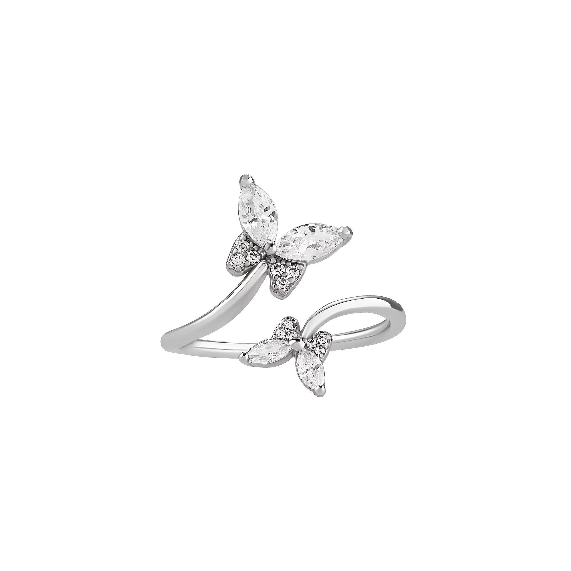 PRIMROSE Sterling Silver Cubic Zirconia Butterfly Ring, Women's, Size: 6 Product Image