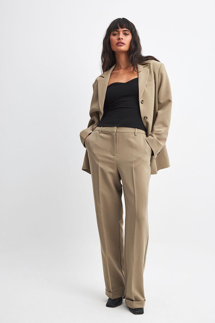 Tailored Mid Waist Suit Pants Product Image