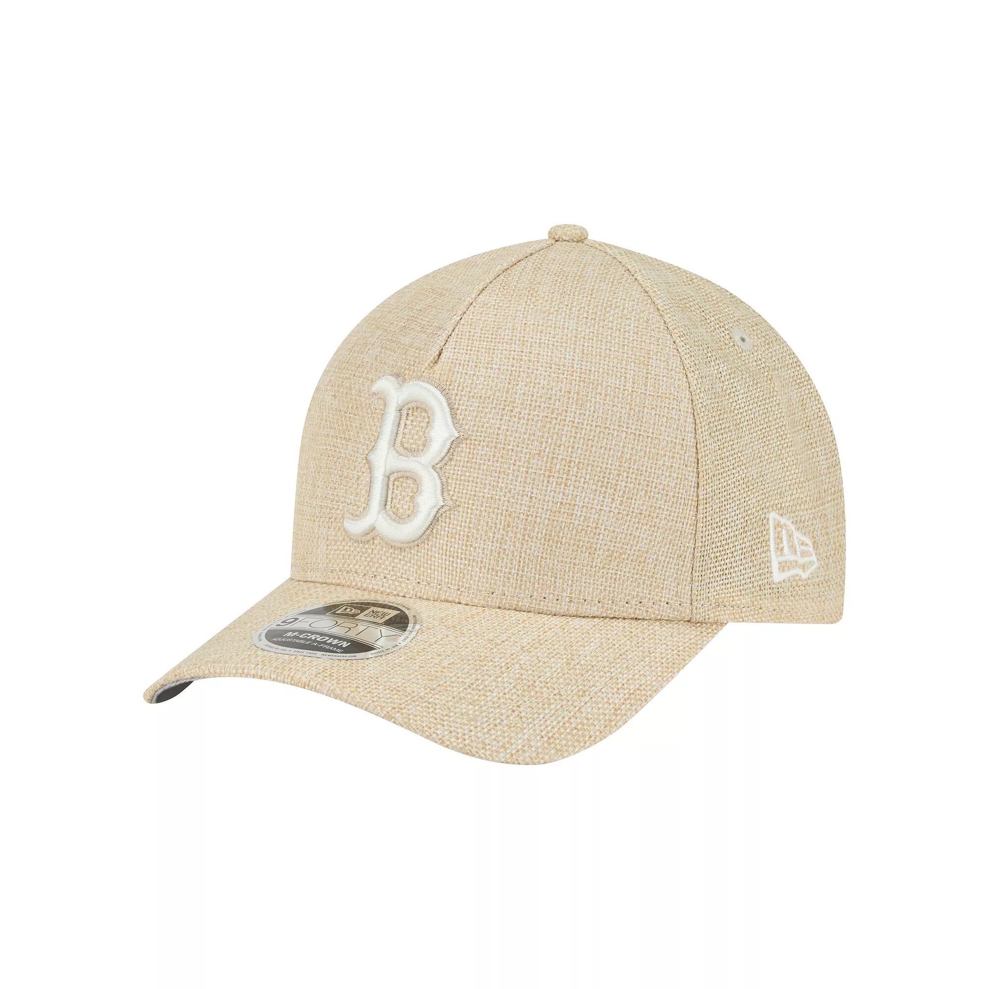 Men's New Era Beige Boston Red Sox Cotton Weave M-Crown A-Frame 9FORTY Adjustable Hat, Team Product Image