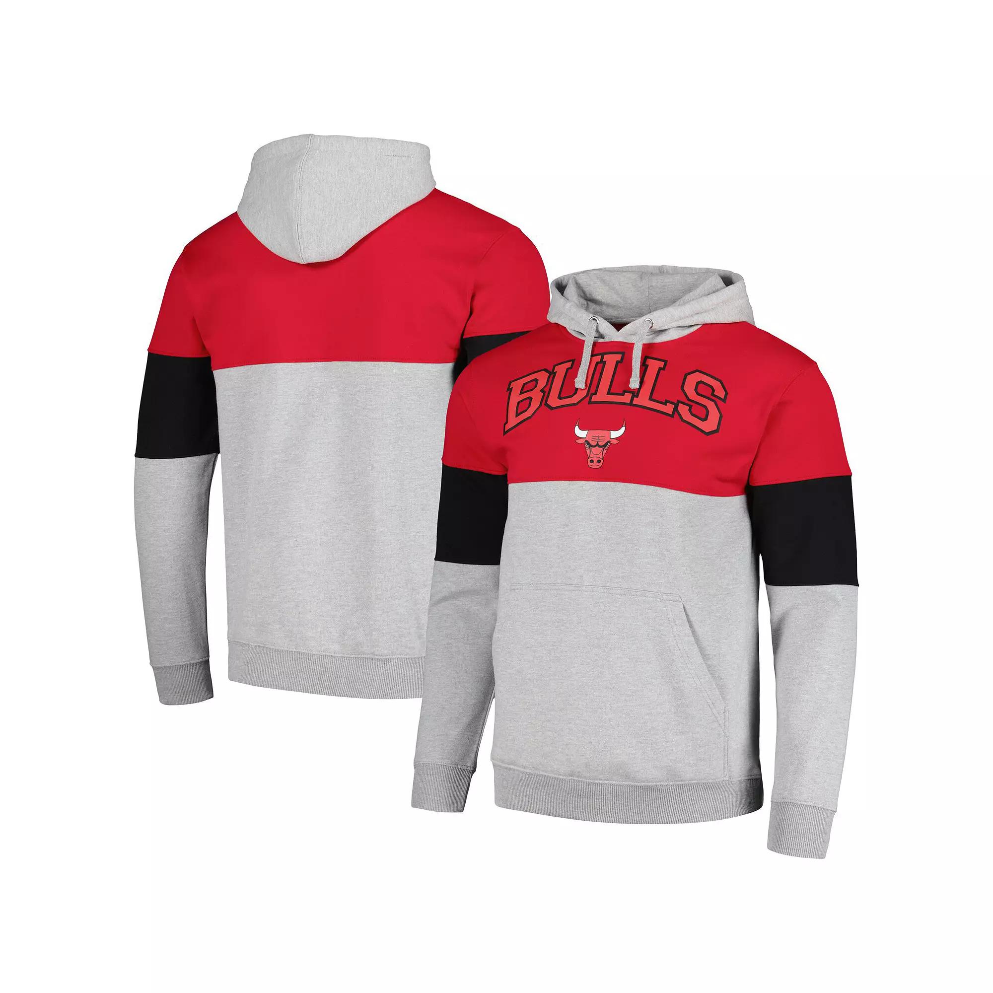 Men's Fanatics Branded Red Chicago Bulls Contrast Pieced Pullover Hoodie, Size: Large Product Image