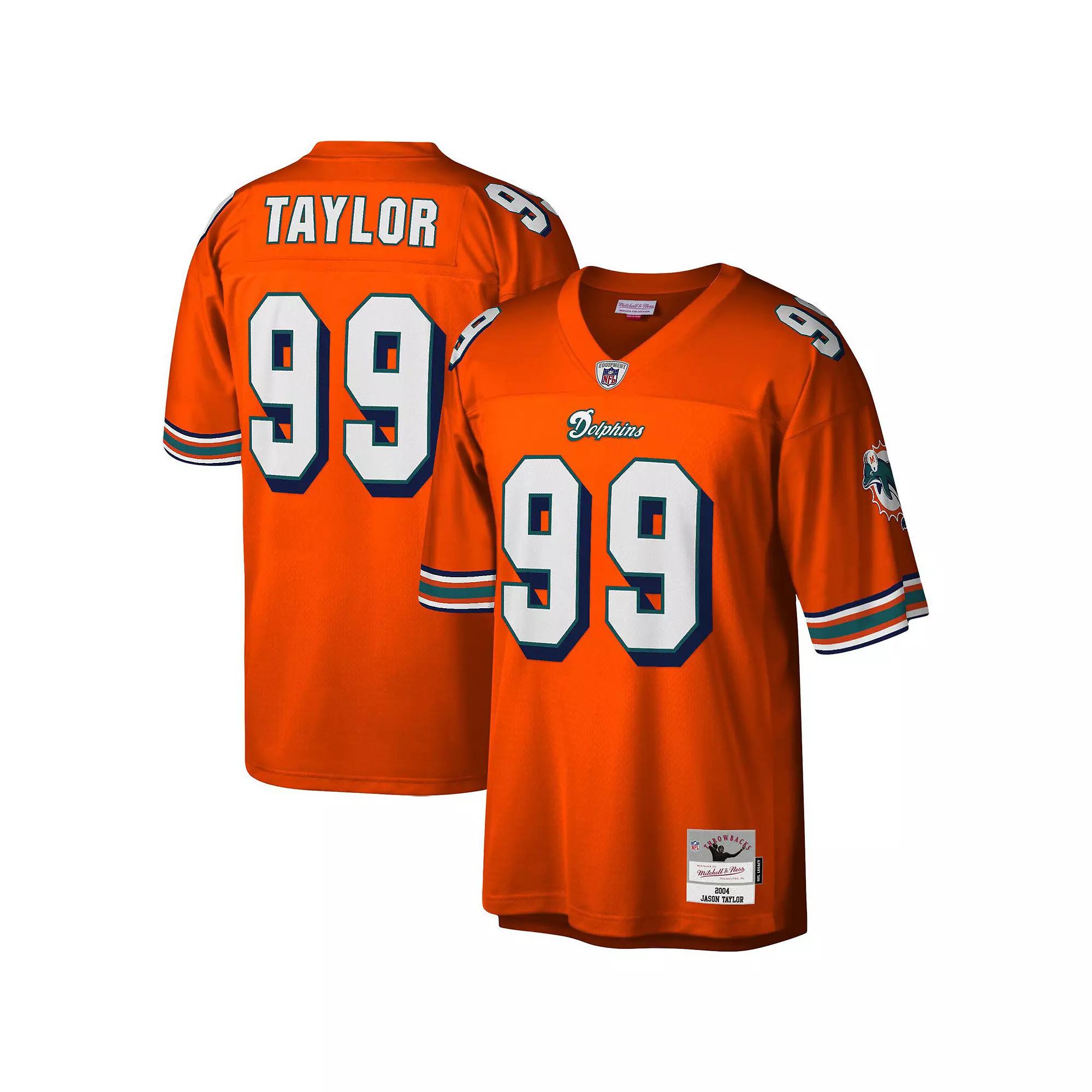 Men's Mitchell & Ness Jason Taylor Orange Miami Dolphins Big & Tall 2004 Retired Player Replica Jersey,  Product Image