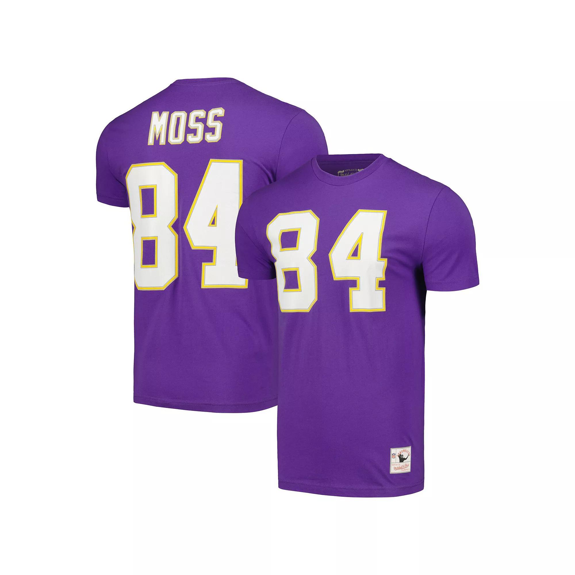 Men's Mitchell & Ness Randy Moss Purple Minnesota Vikings 40th Anniversary Retired Player Name & Number T-Shirt, Size: XL Product Image