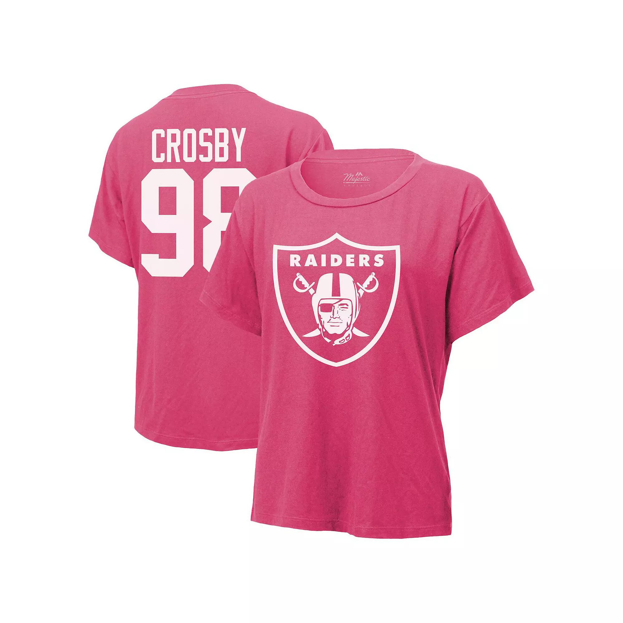 Women's Majestic Threads Maxx Crosby Pink Las Vegas Raiders Name & Number T-Shirt,  Product Image