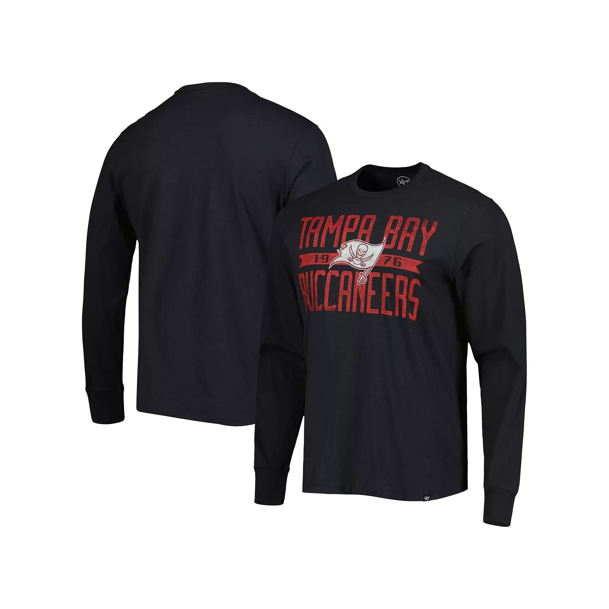 Men's '47 Black Tampa Bay Buccaneers Brand Wide Out Franklin Long Sleeve T-Shirt,  Product Image