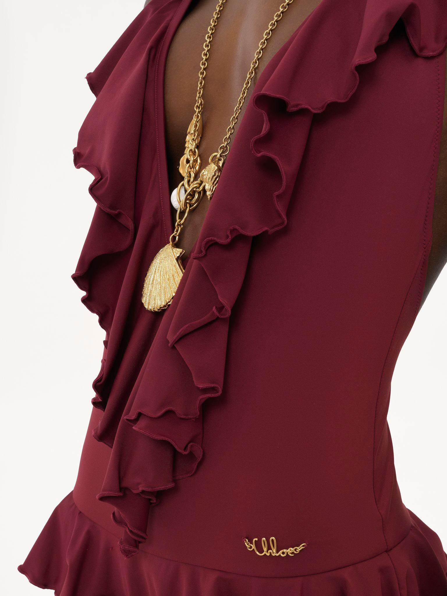 Ruffled V-neck one-piece swimsuit Product Image