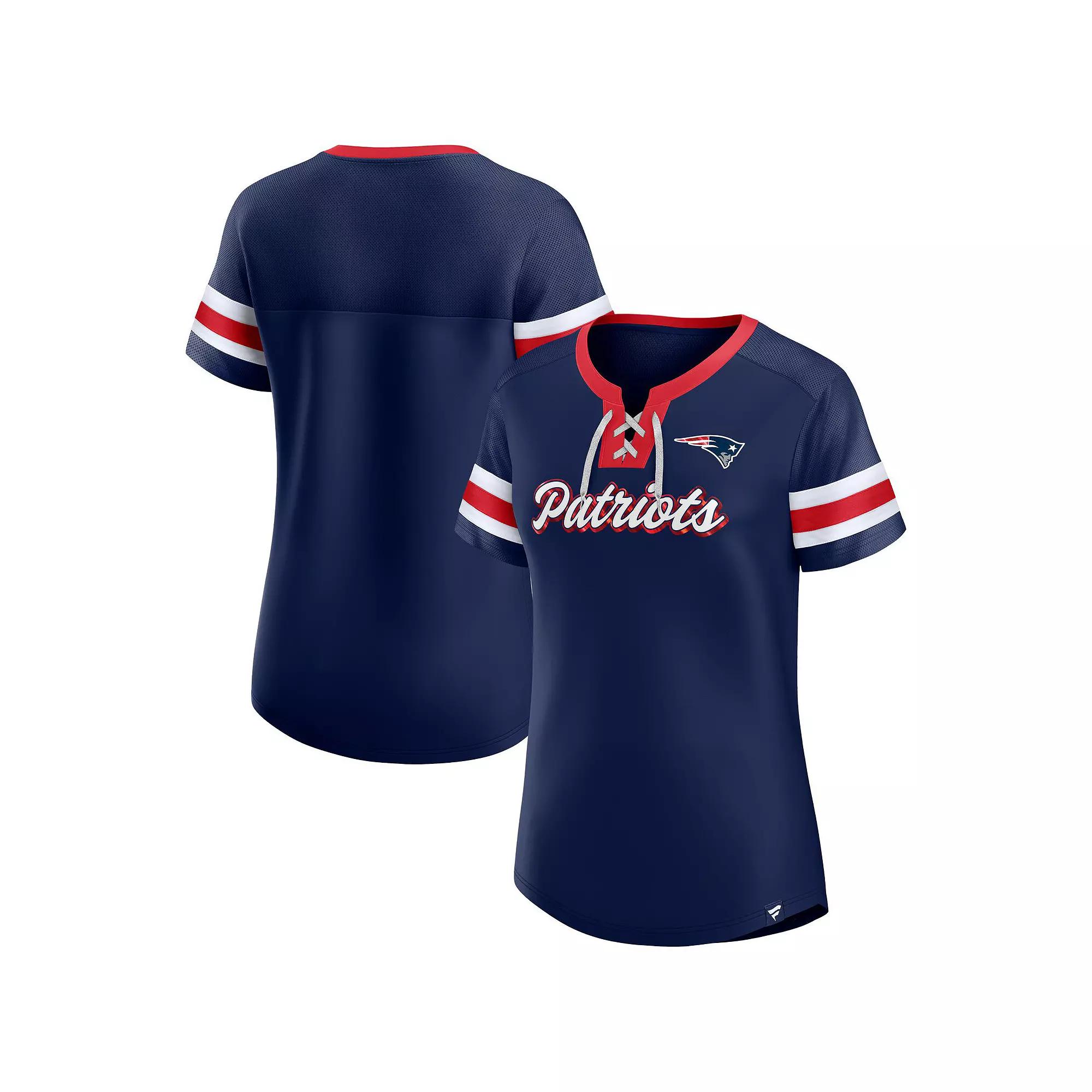 Women's Fanatics Branded Navy New England Patriots Original State Lace-Up T-Shirt,  Product Image