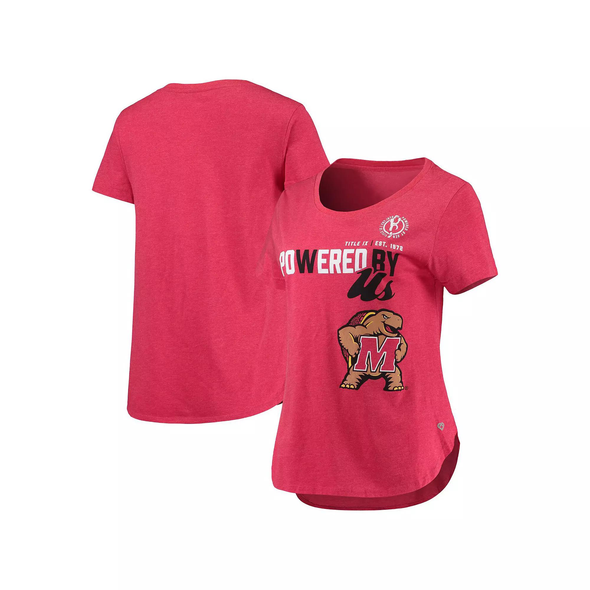 Women's Colosseum Heathered Red Maryland Terrapins PoWered By Title IX T-Shirt, Size: Small Product Image