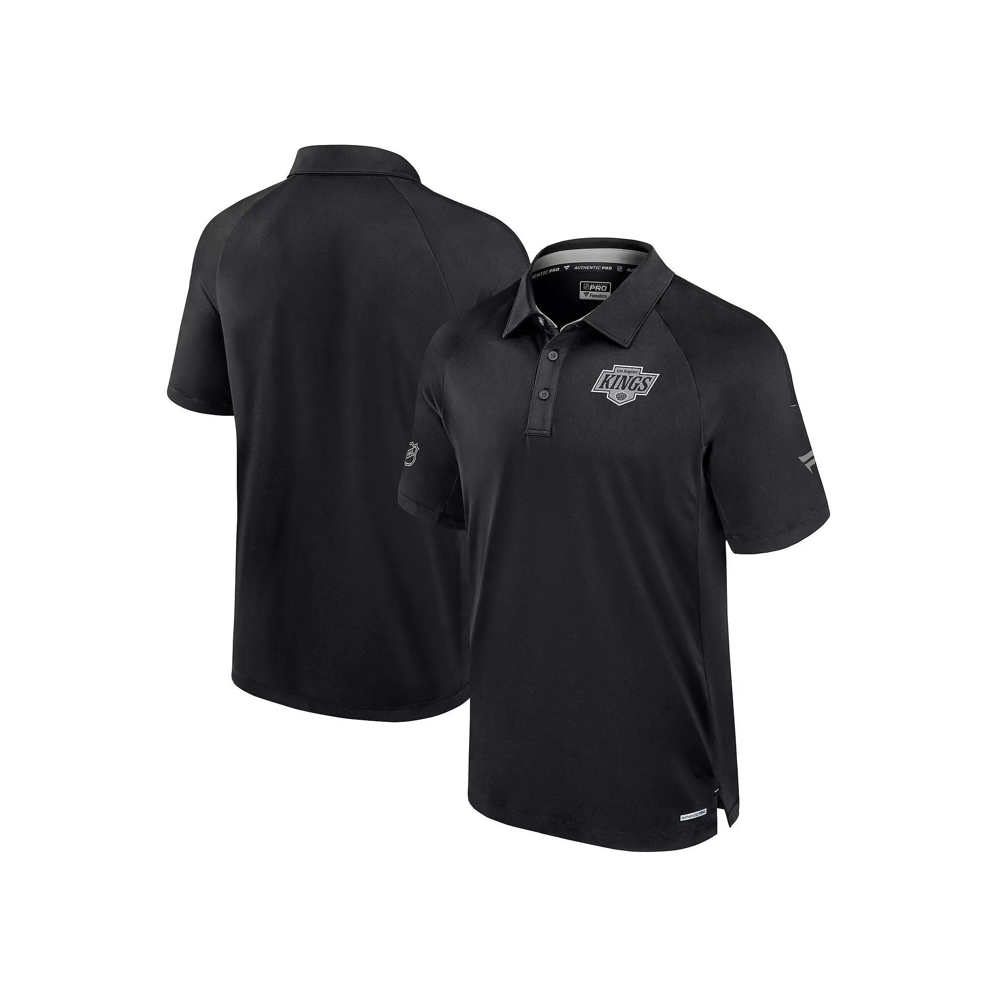 Men's Fanatics Black Los Angeles Kings Authentic Pro Rink Raglan Polo,  Product Image