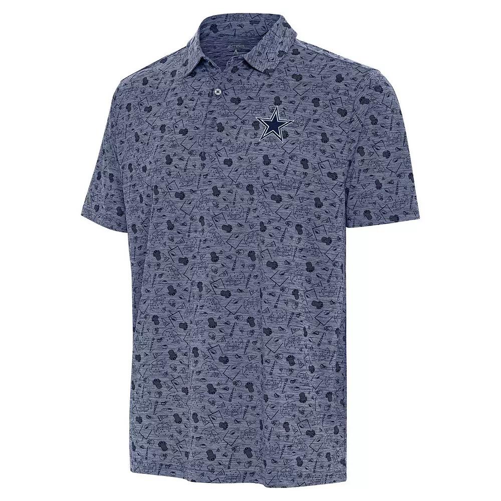 Men's Antigua Heather Navy Dallas Cowboys Relentless Polo,  Product Image