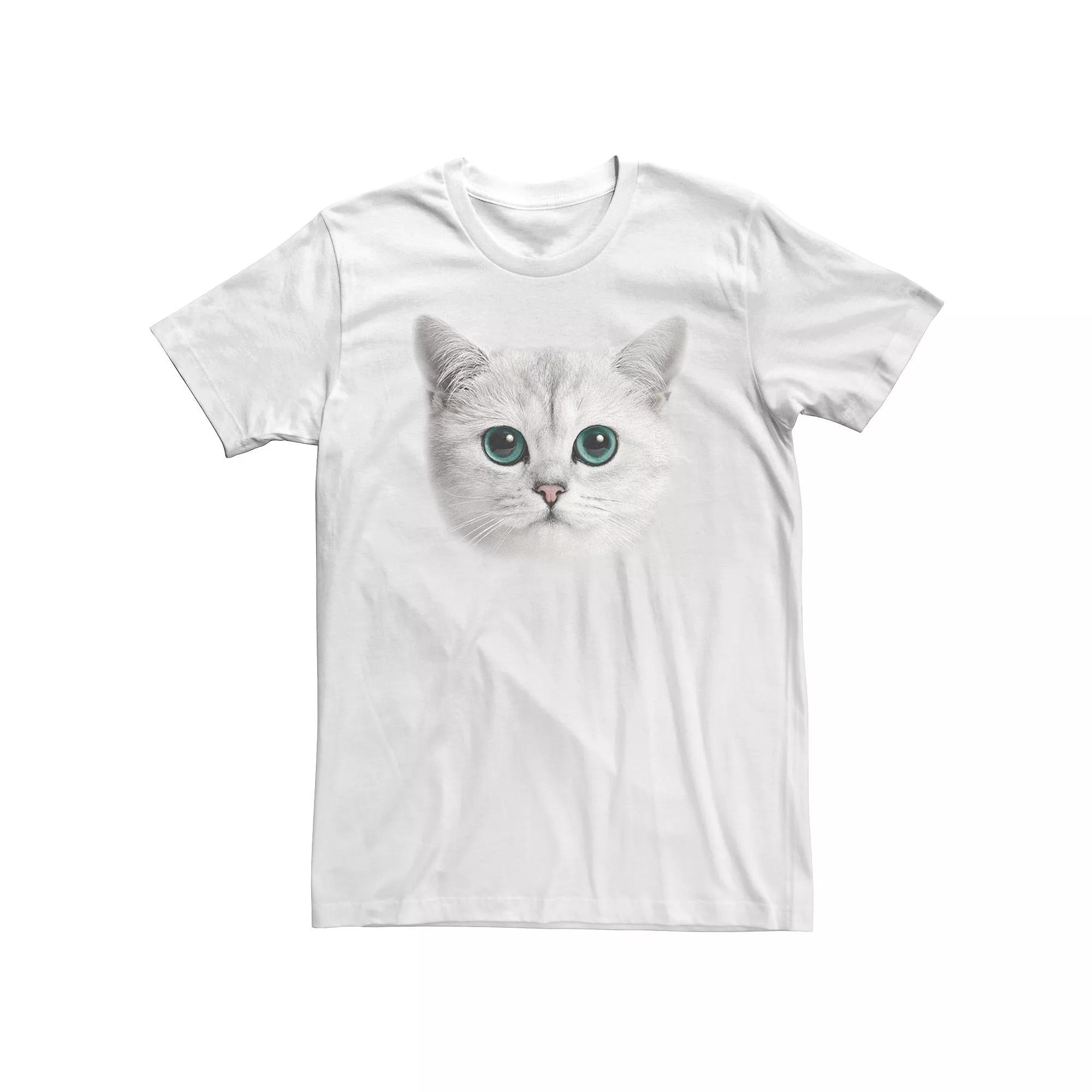 Big & Tall White Cat Big Head Portrait Tee, Boy's,  Product Image