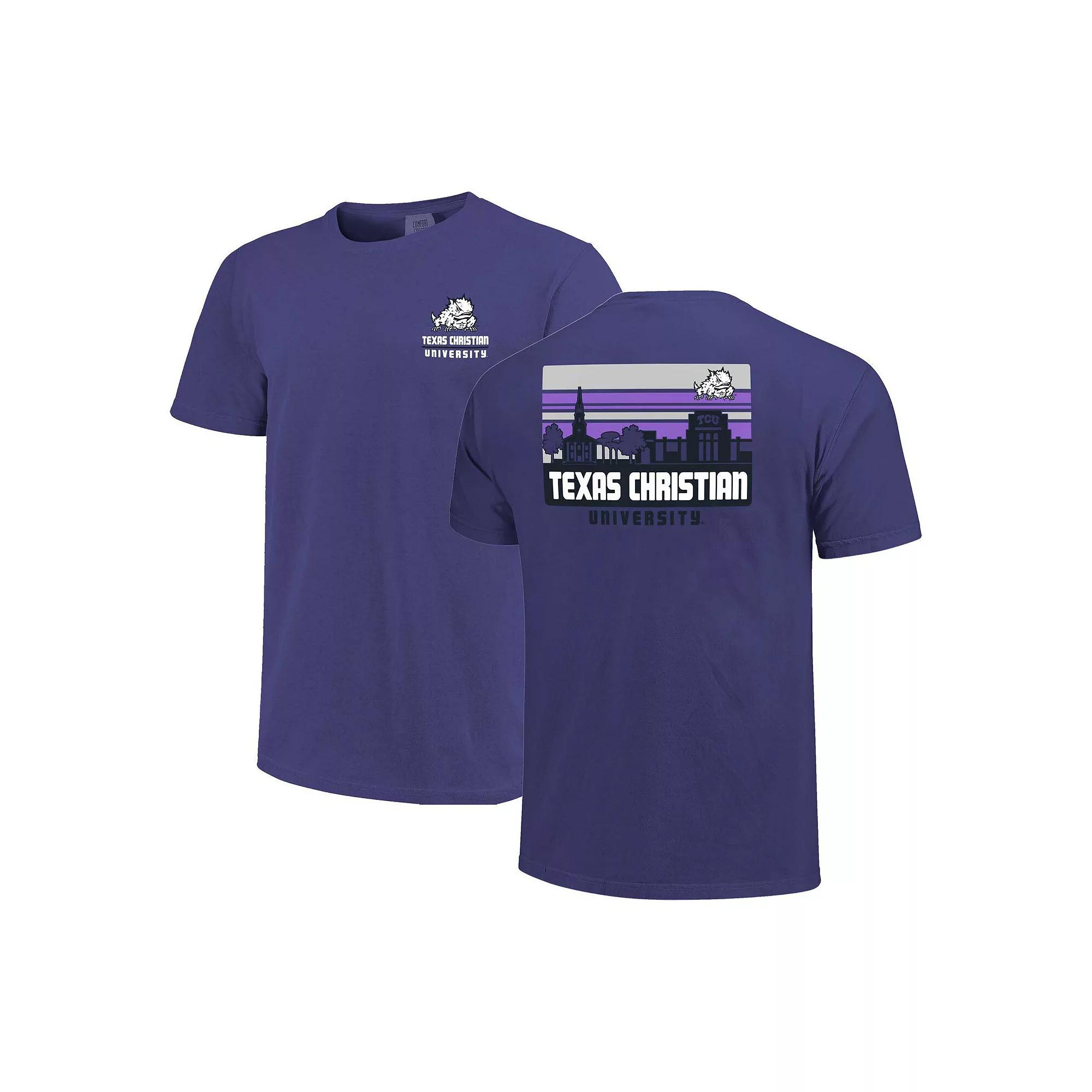 Men's Purple TCU Horned Frogs Striped Campus Skyline T-Shirt,  Product Image