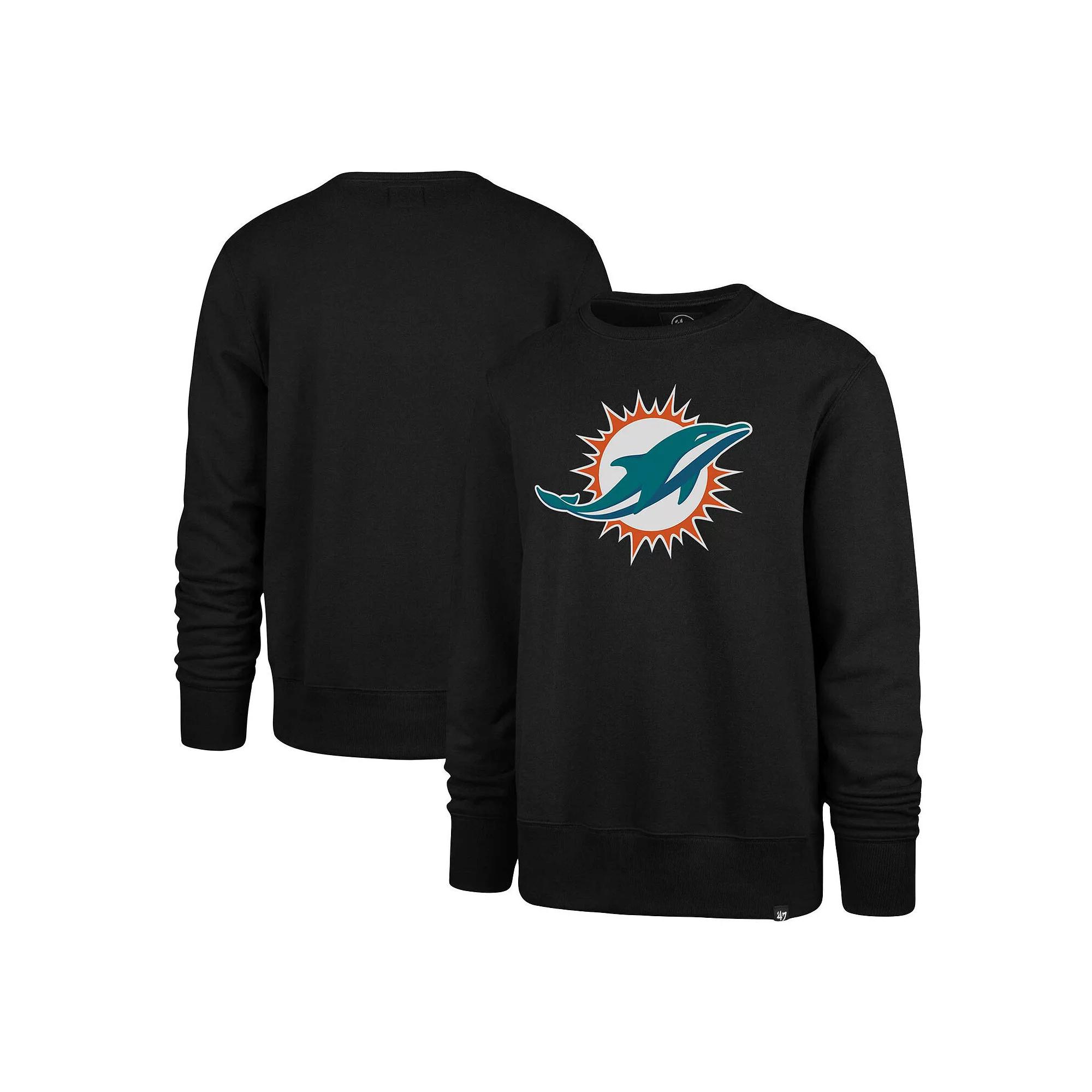 Men's '47 Black Miami Dolphins Imprint Headline Pullover Sweatshirt,  Product Image