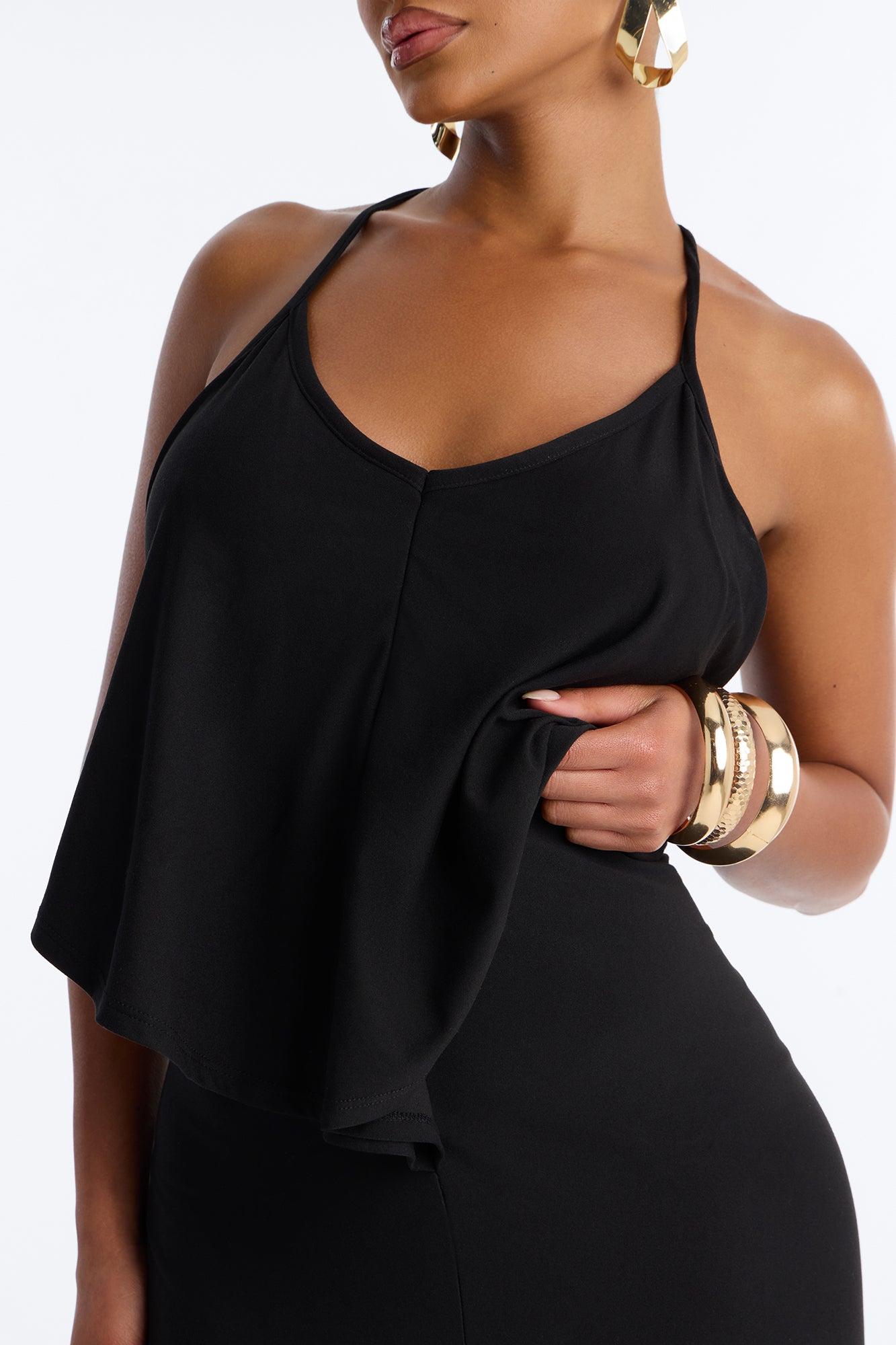 Selena Backless Drape Maxi Dress - Black Female Product Image