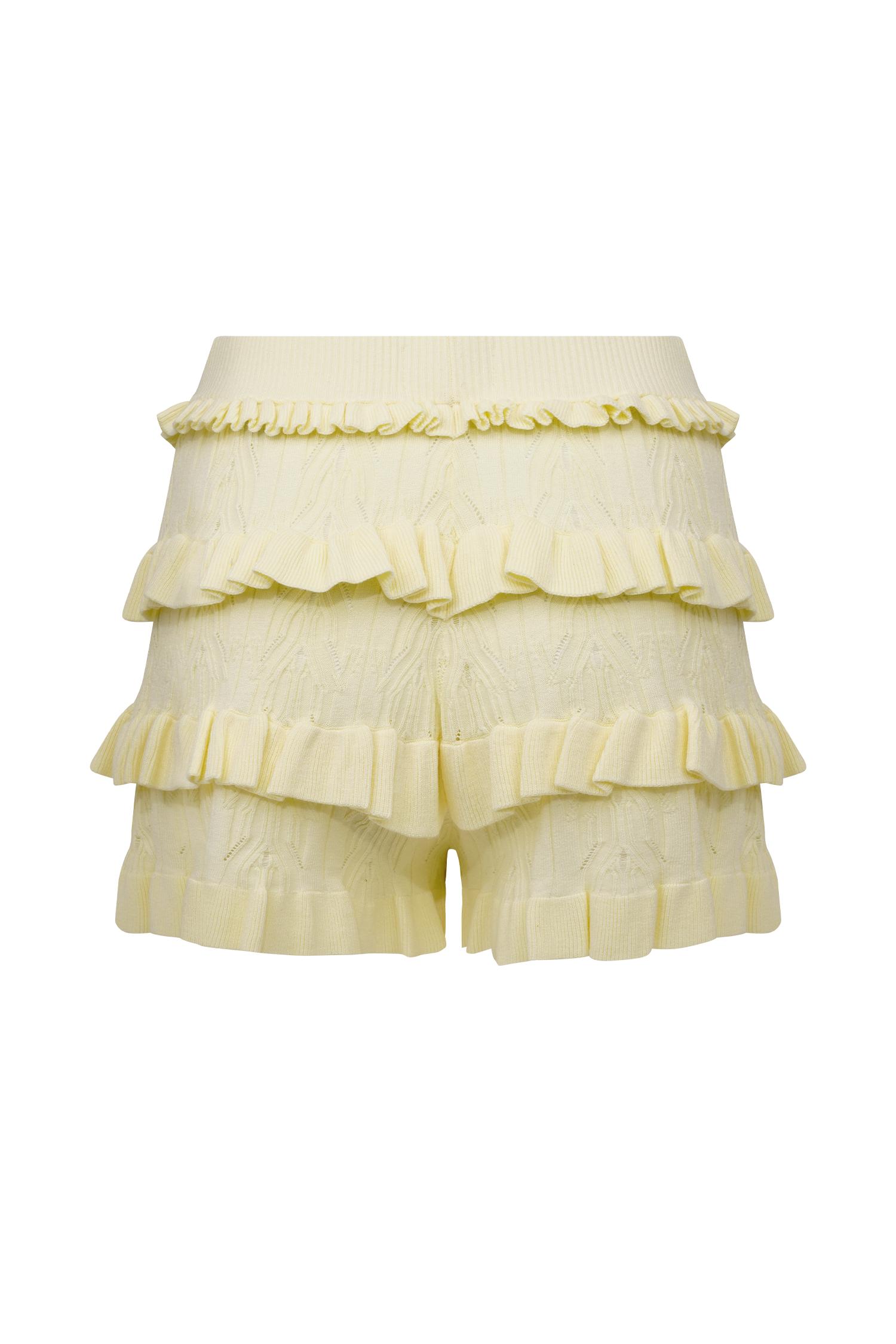 Amy Pointelle Knit Frill Bloomers - Lemon Product Image