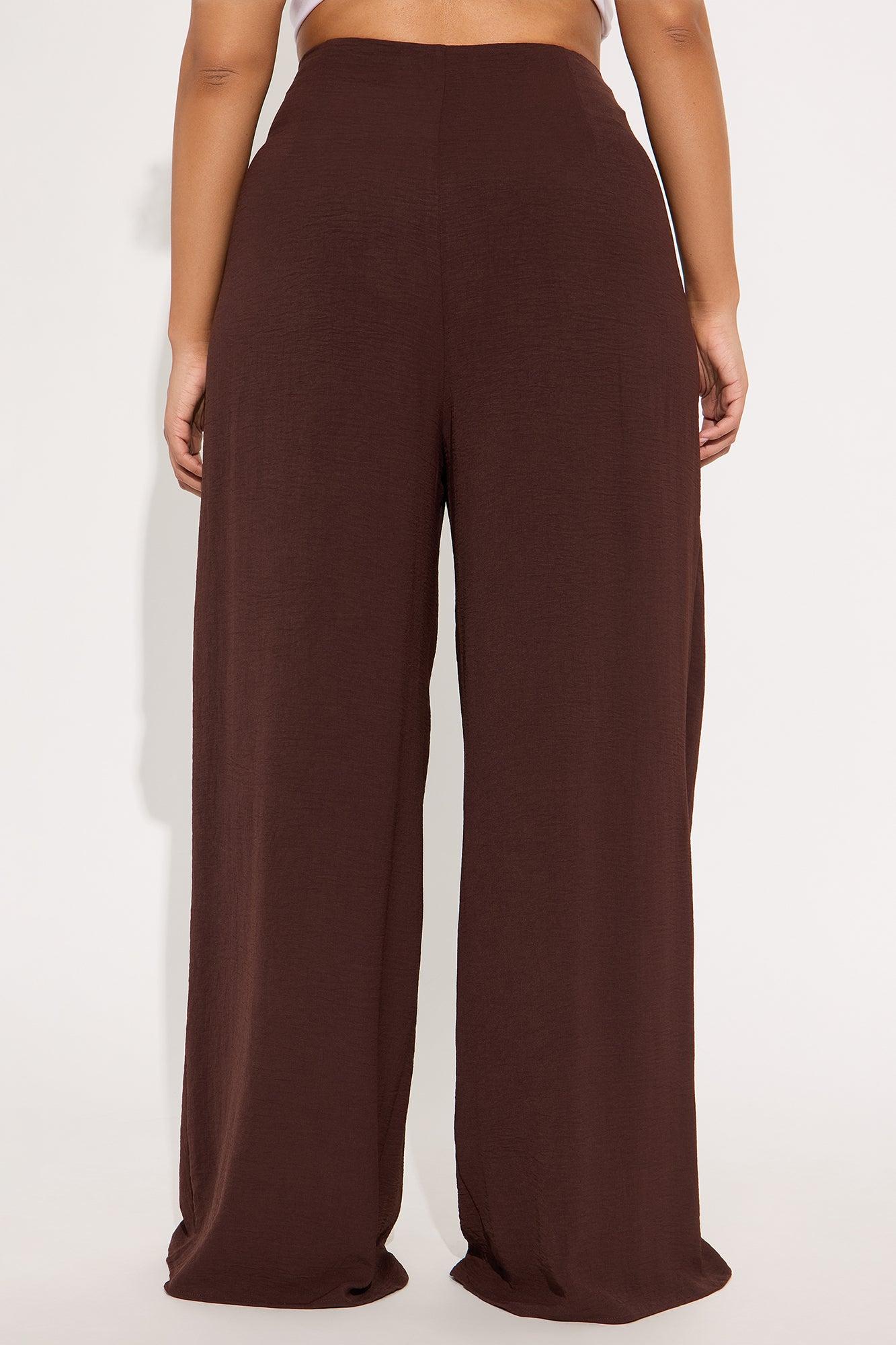 Elevate You Pleated Wide Leg Trouser - Chocolate Product Image