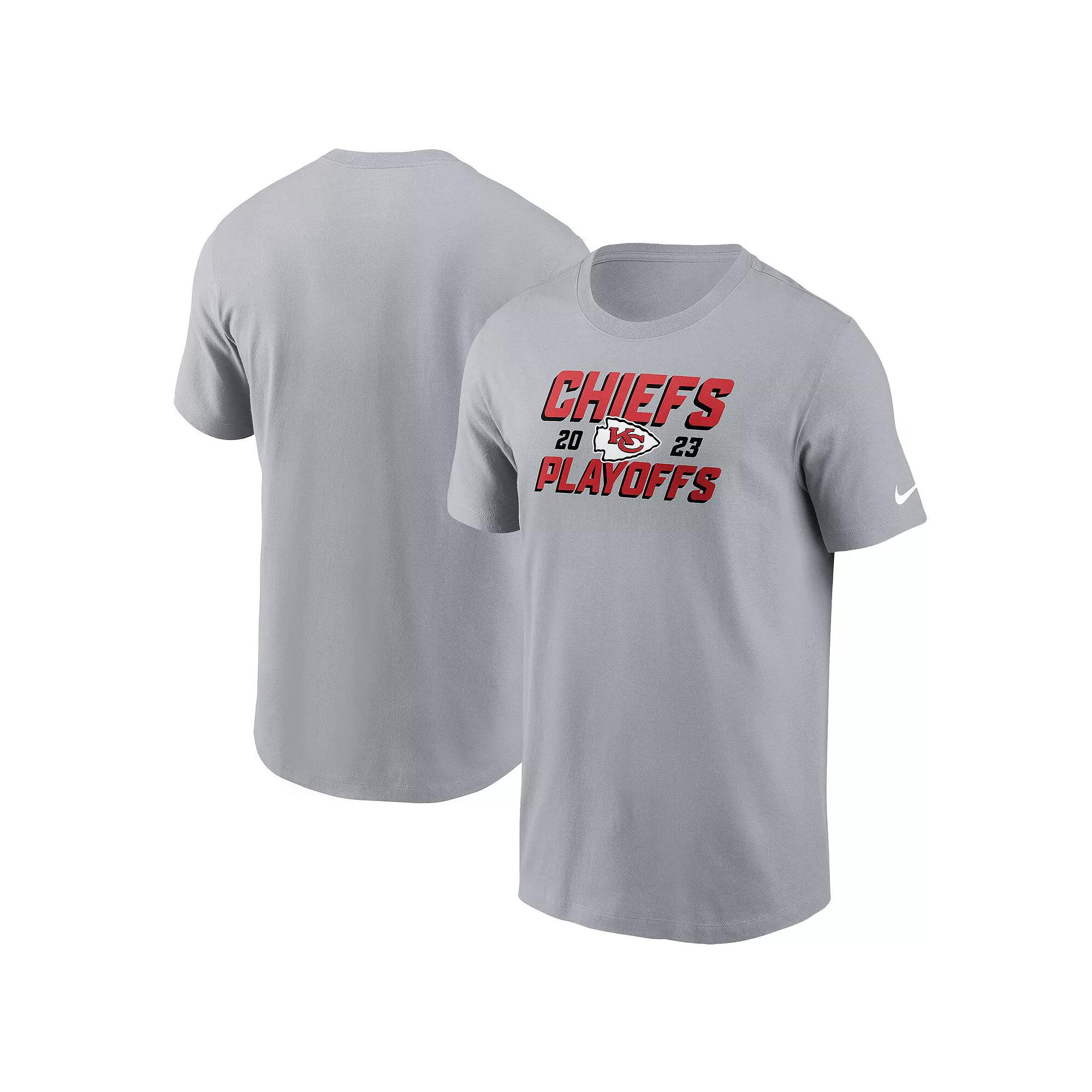 Men's Nike Gray Kansas City Chiefs 2023 NFL Playoffs Iconic T-Shirt, Size: Medium, Grey Product Image