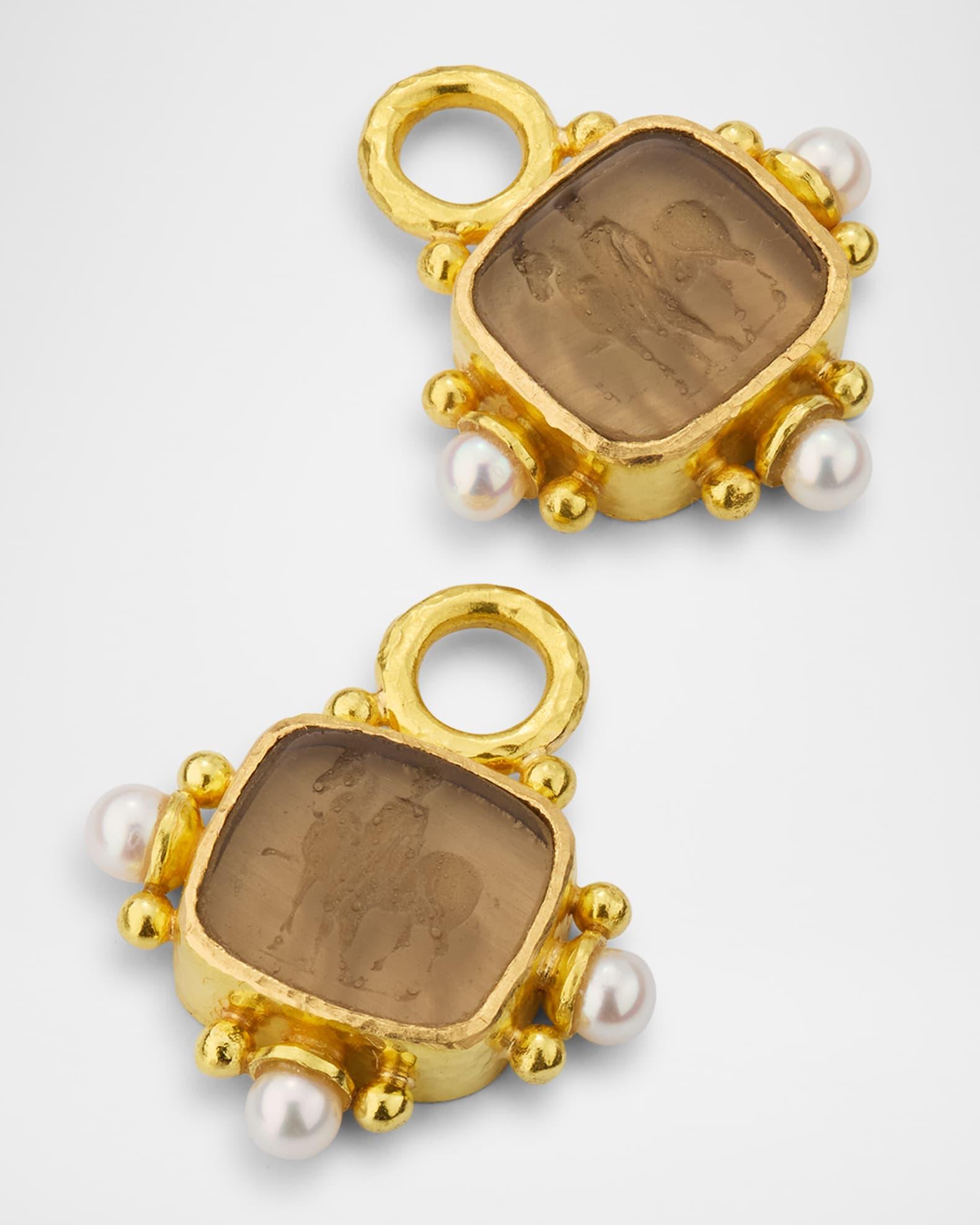 19k Venetian Glass and Pearl Earring Pendants Product Image