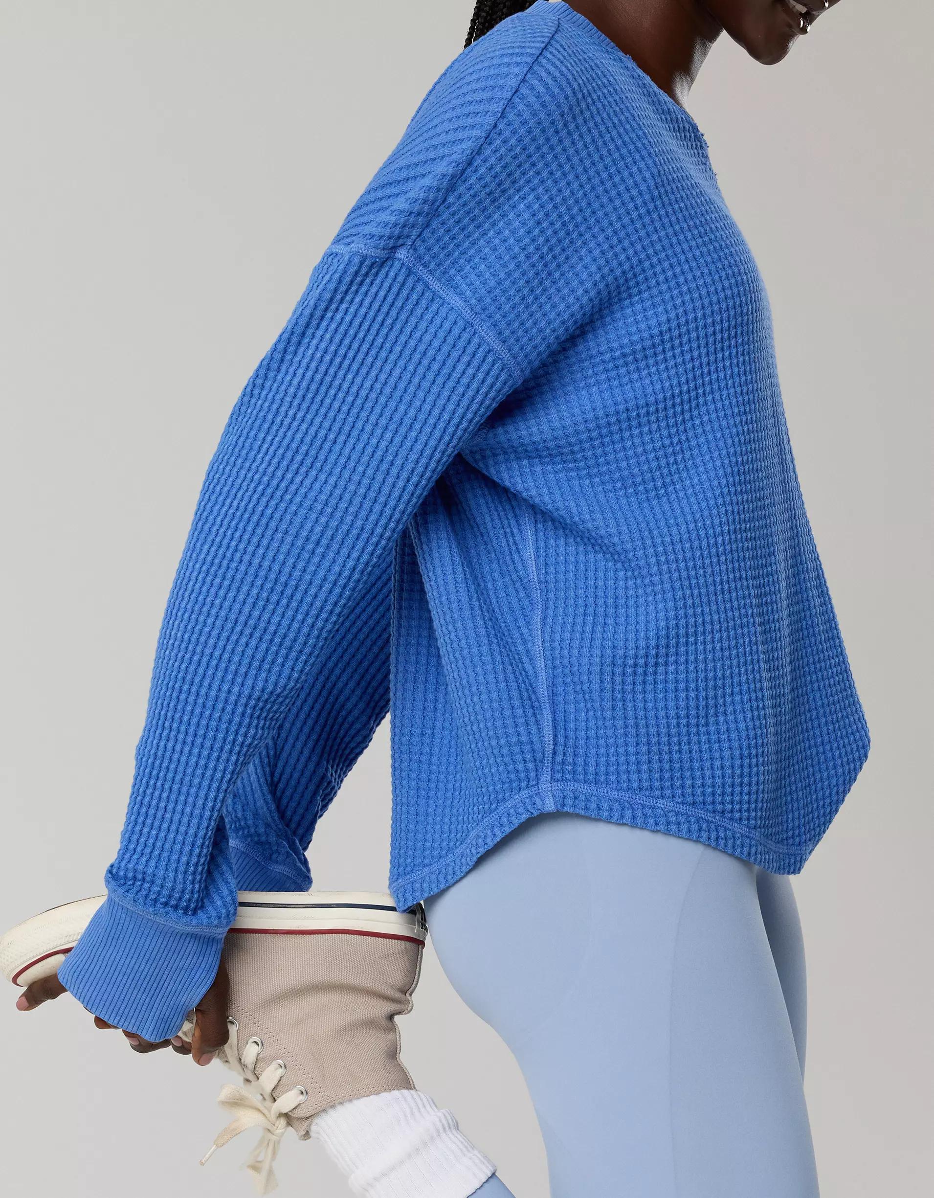 OFFLINE By Aerie Wow! Waffle Notch Neck Long Sleeve T-Shirt Product Image