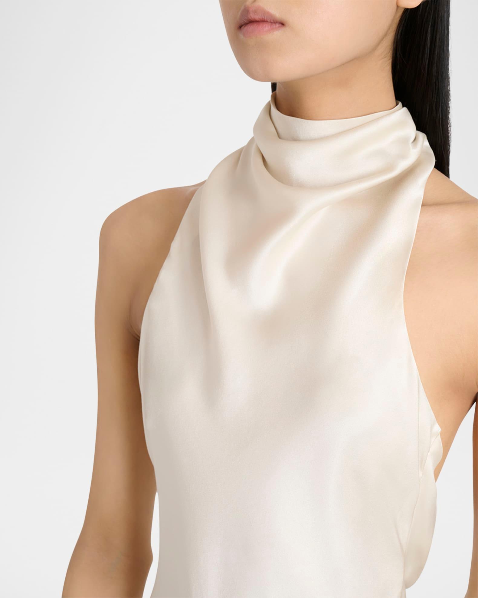 Crepe Satin Halter Cowl-Neck Top Product Image