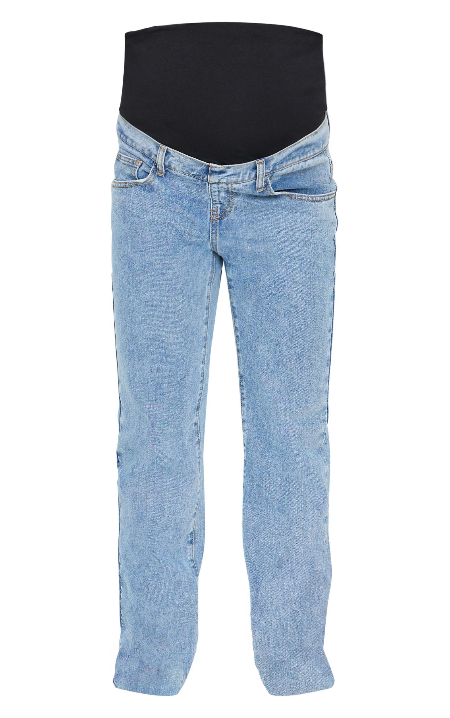 Maternity Light Blue Wash Long Leg Straight Jeans Product Image
