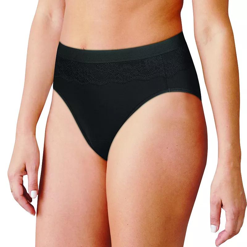 Women's Bali® Beautifully Confident Hi-Cut Panty with Leak Protection Liner DFLLH1, Size: 7, Black Product Image