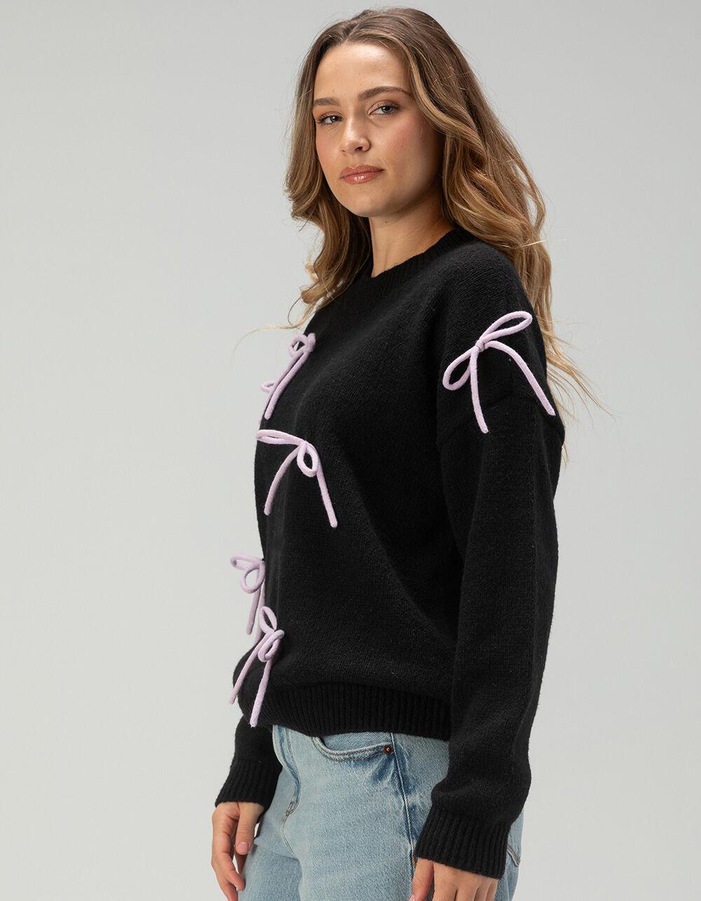 RSQ Womens Bow Detail Pullover Sweater - BLACK Product Image