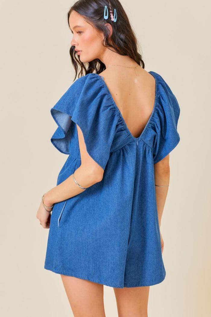 Ruffle Slv V-Neck Romper Product Image