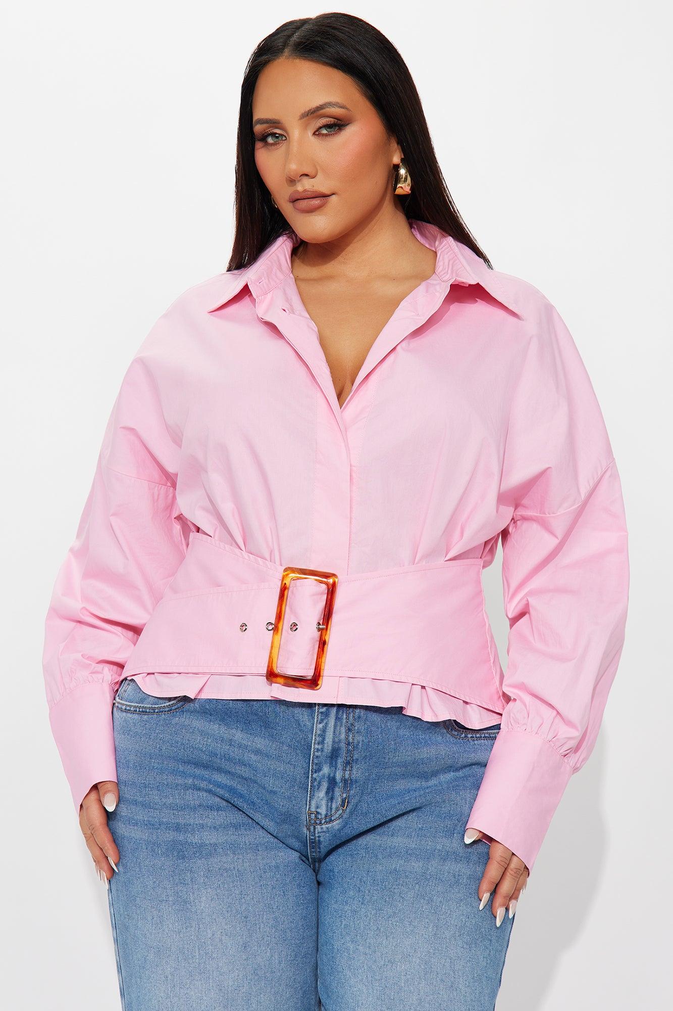 Naya Belted Poplin Belted Shirt - Pink Female Product Image