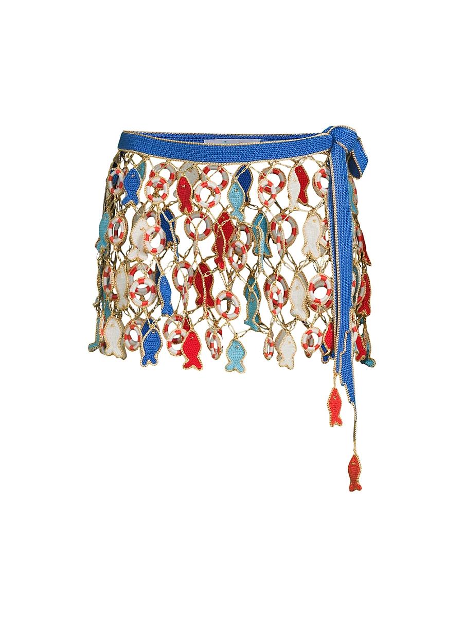 Womens Poisson Crochet Wrap Miniskirt Product Image