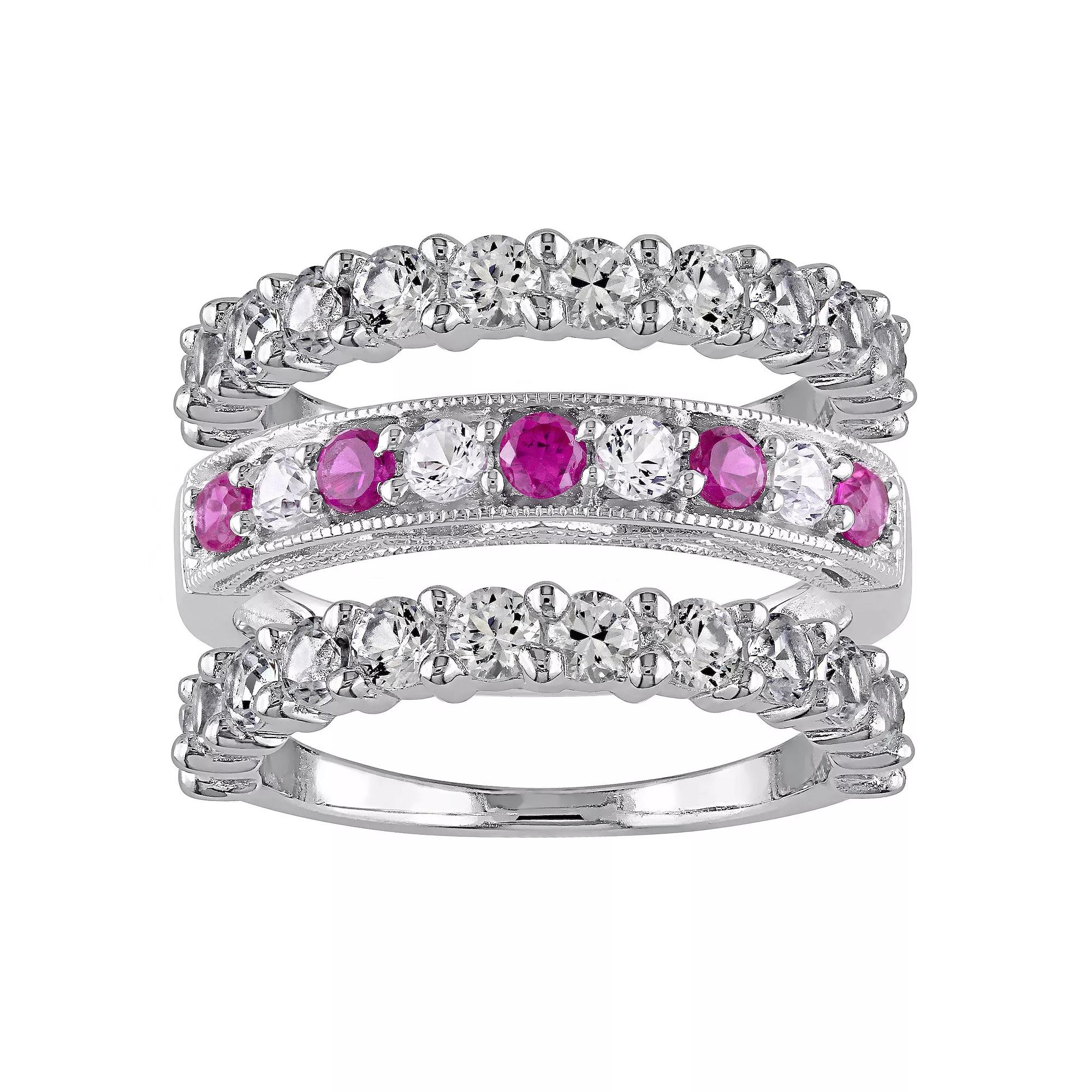 Stella Grace Sterling Silver Lab-Created Ruby & Lab-Created White Sapphire Ring Set, Women's,  Product Image