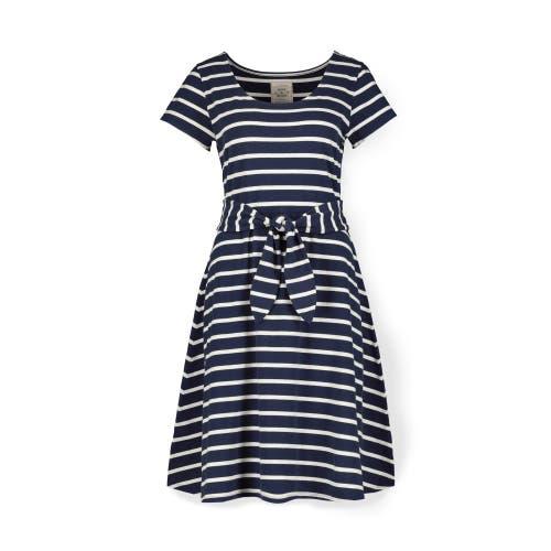 Hope & Henry Women's Organic Tie-Waist Knit Dress in Navy With White Stripe at Nordstrom, Size 12 Product Image