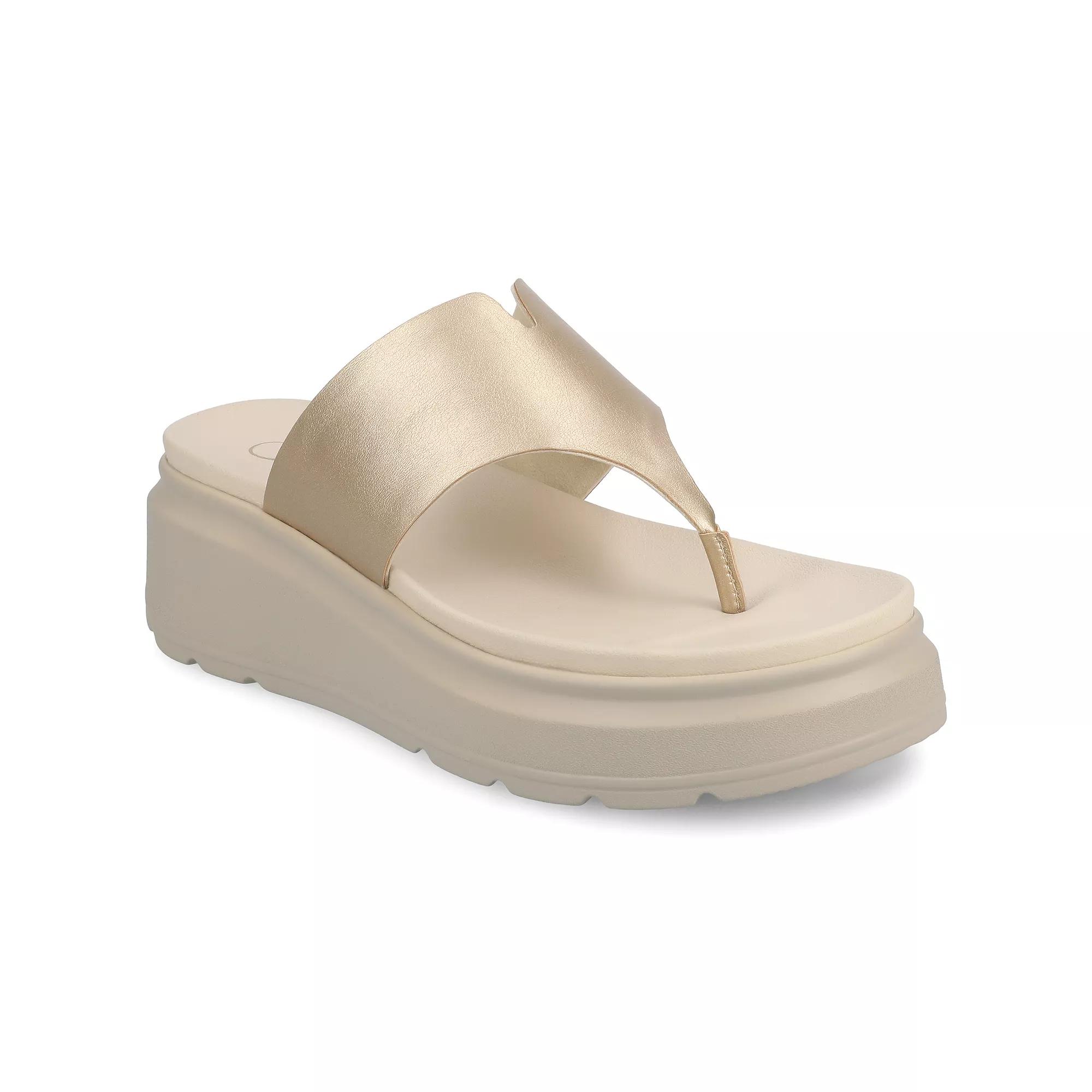 Journee Carah Wedge Thong Flip Flop Women's Sandals,  Product Image