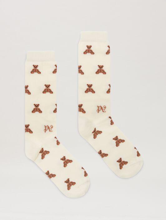 MINI BEAR MONOGRAM SOCKS BUTTER - MULTIC Product Image
