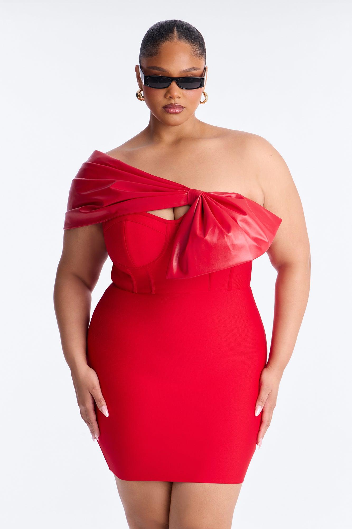 Betty Bow Bandage Mini Dress - Red Female Product Image
